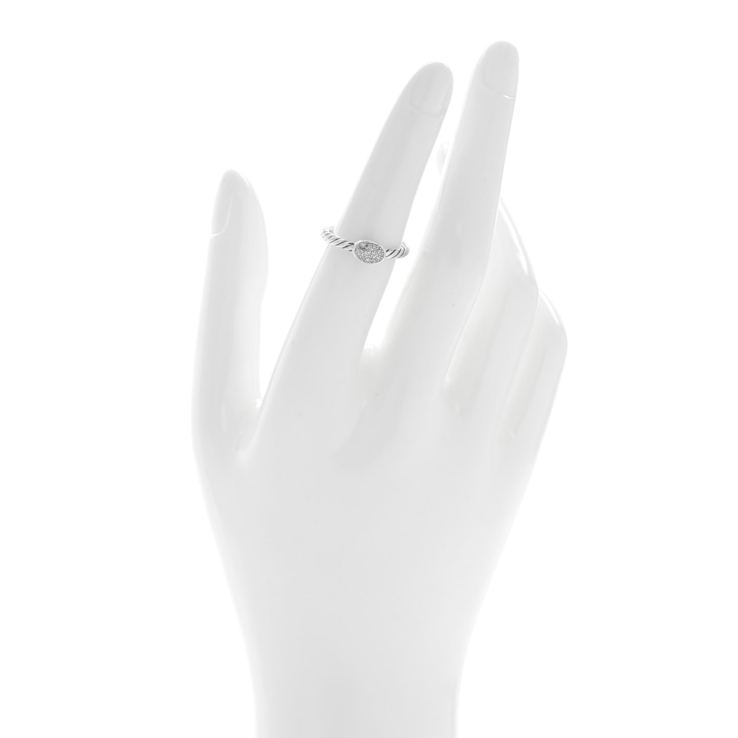 Sterling Silver Diamond Pave Cable Classics Oval Ring 52 6