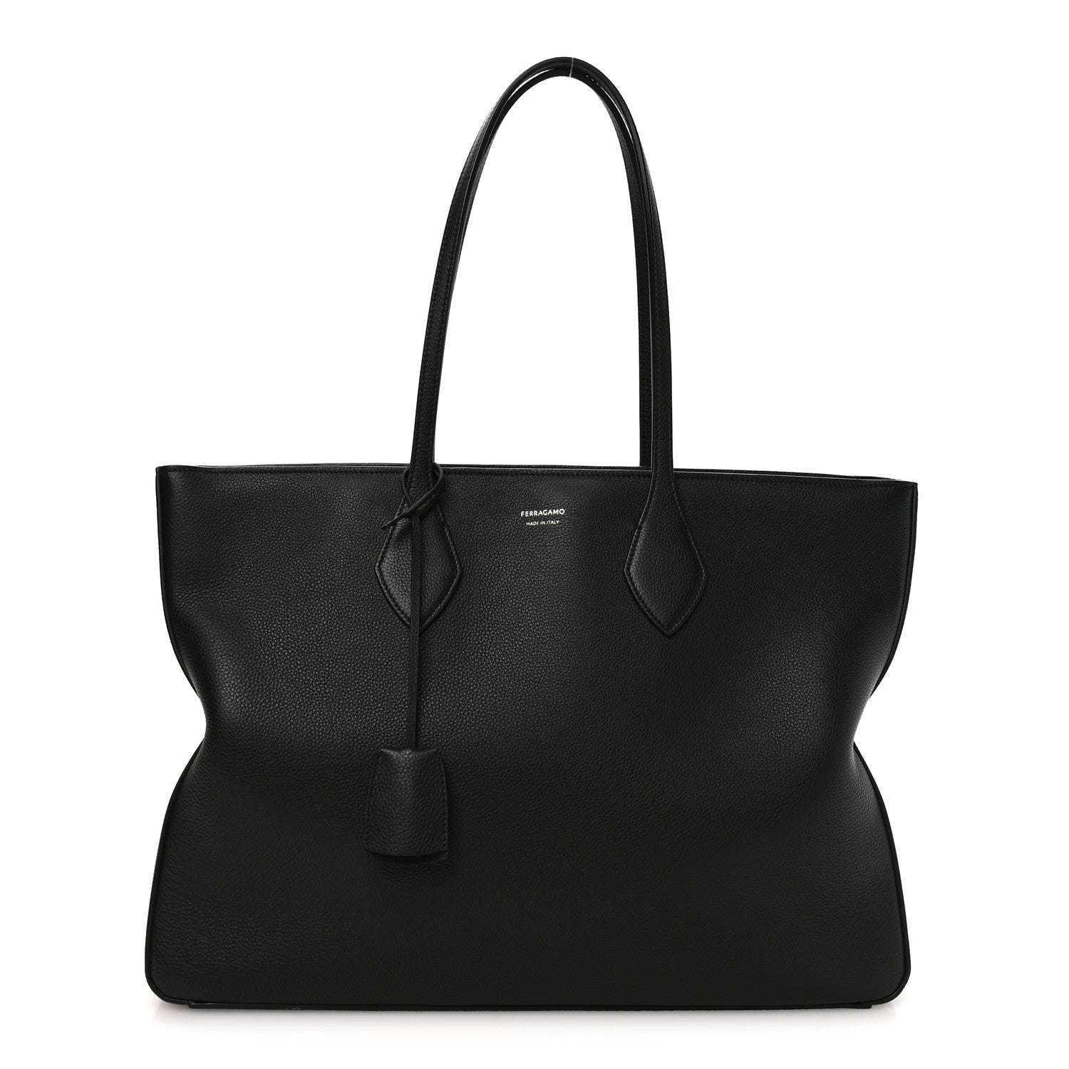 Salvatore Ferragamo Grained Calfskin Large Star Tote Black 1886437
