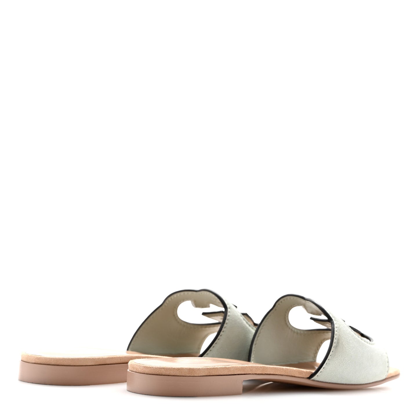 Kid Scamosciato Interlocking G Cut Out Slide Sandals 37 Salvy Green