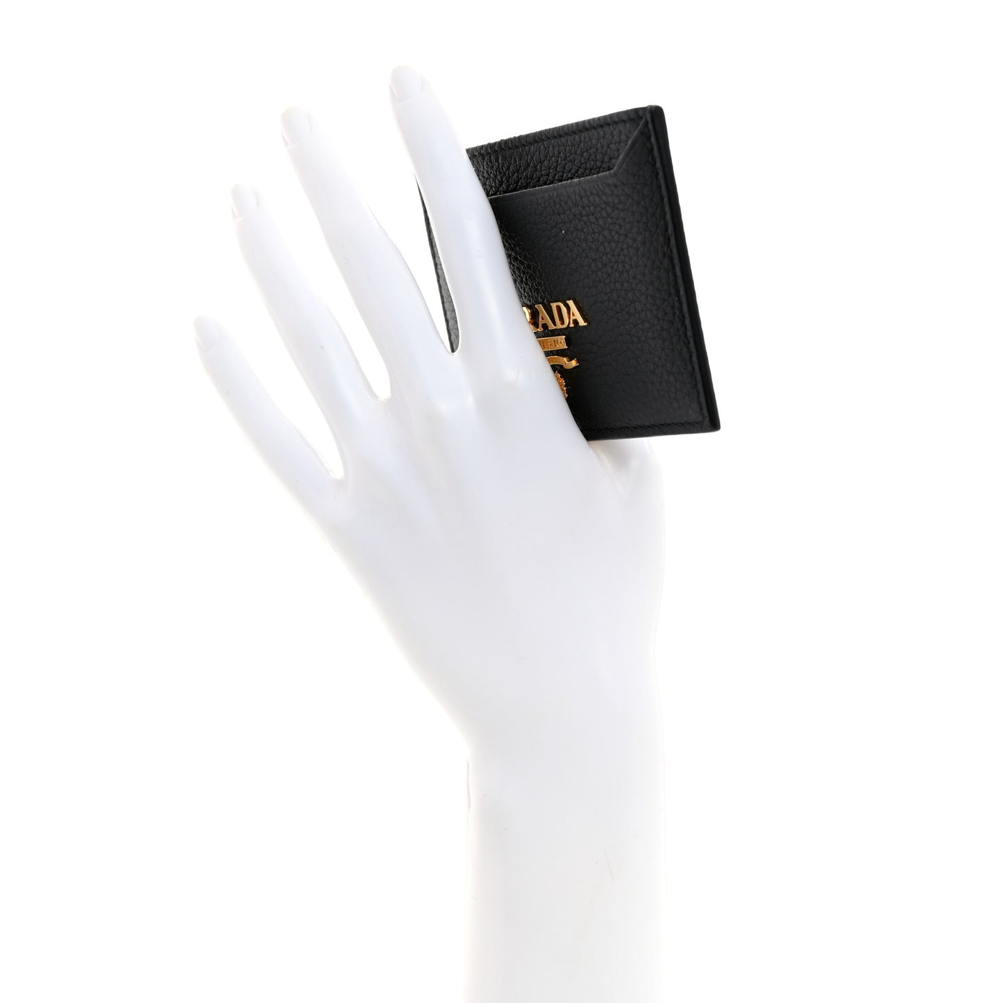 Vitello Grain Metal Card Holder Black