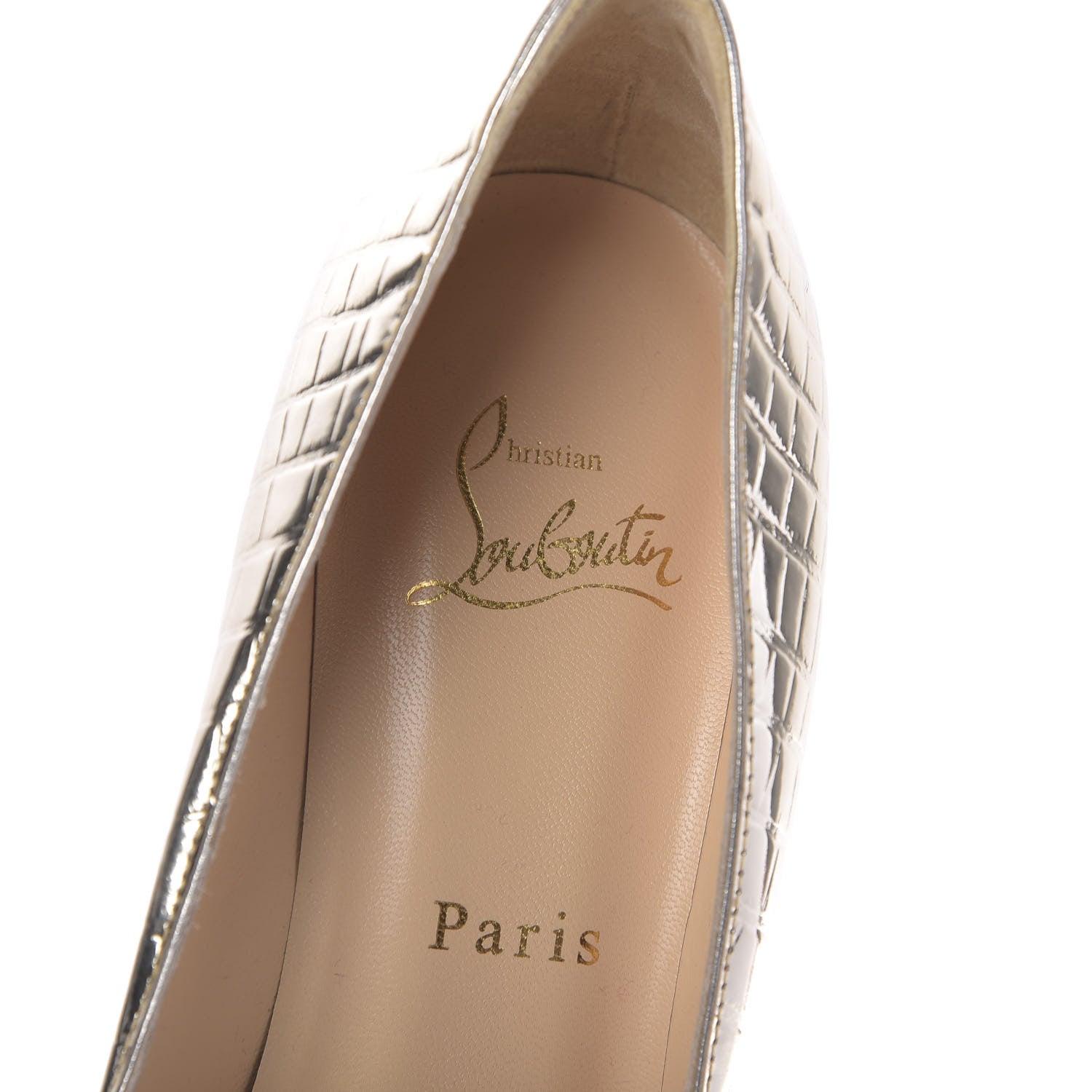 Christian Louboutin Metallo Cocco Clare 80 Pumps 37 Platine 8 of 9