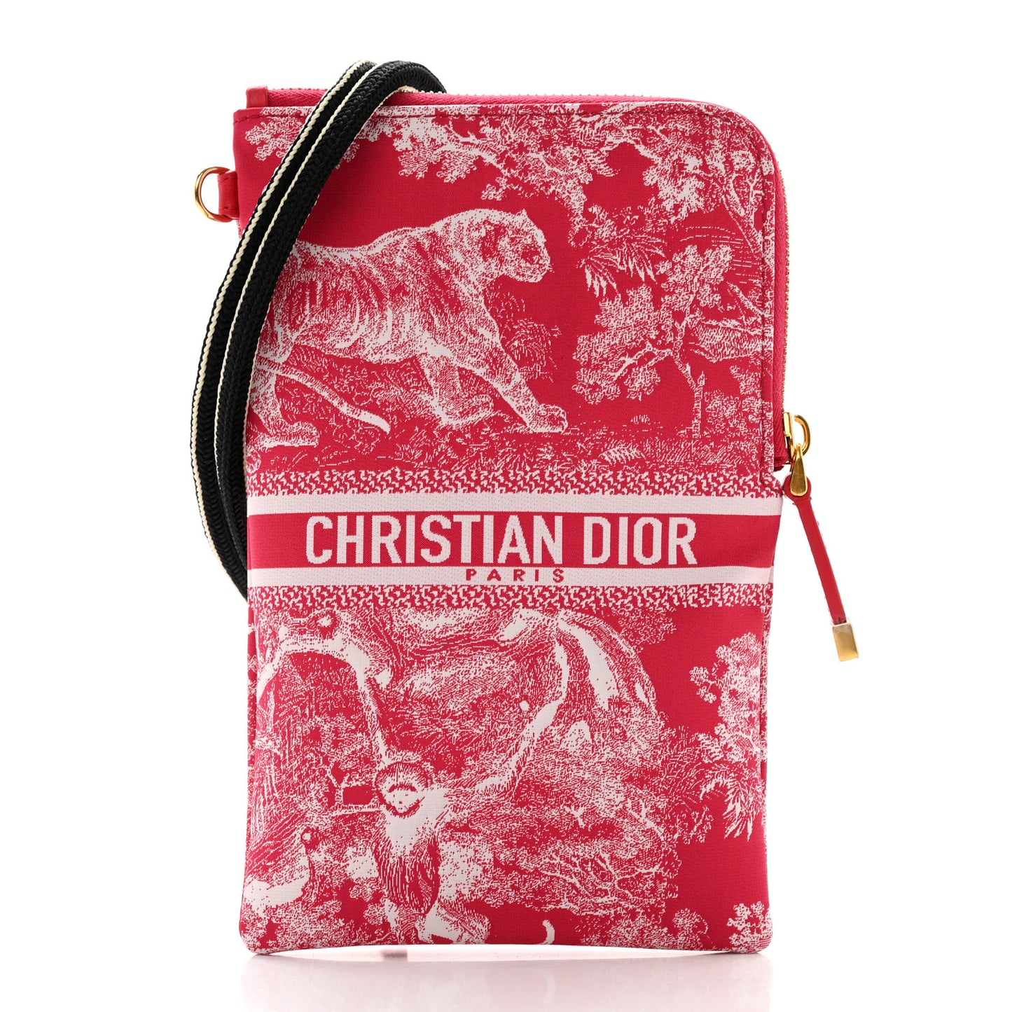Technical Fabric Embroidered Toile De Jouy DiorTravel Multifunction Pouch Red