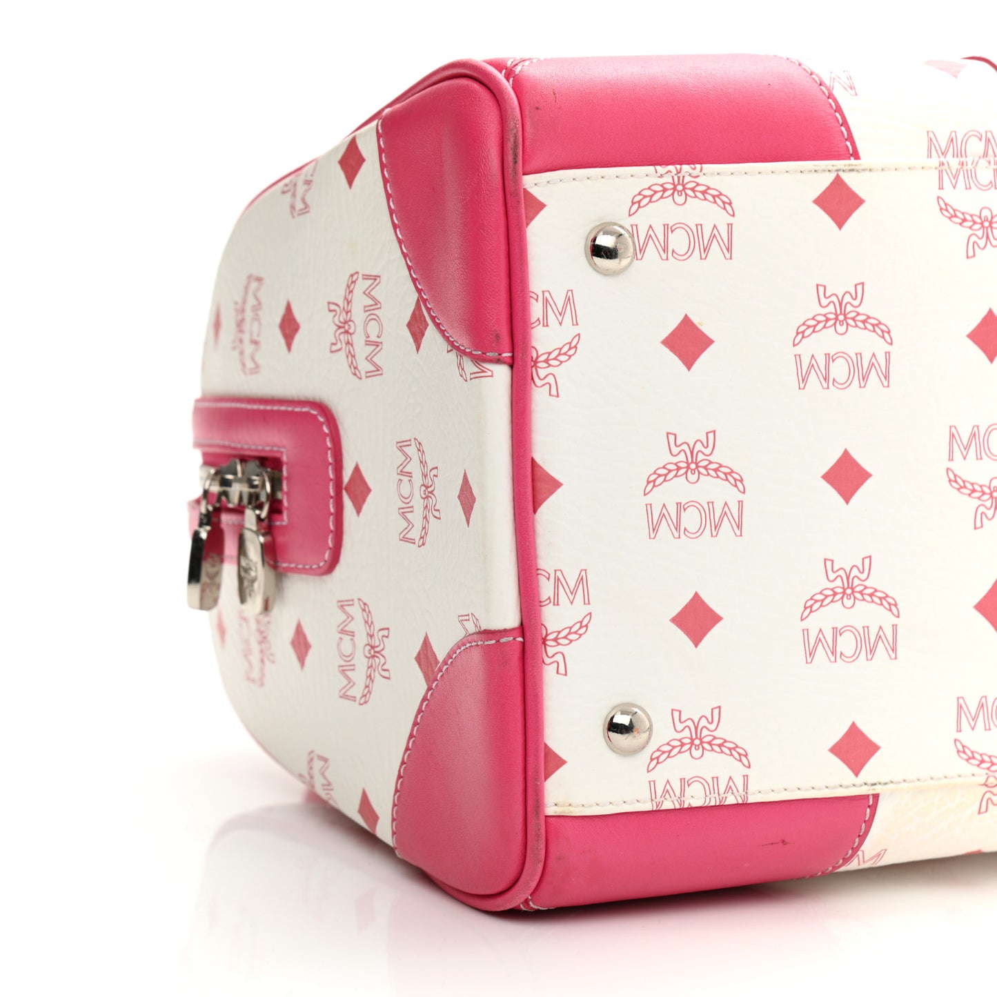 Visetos Medium Boston Bag Pink White