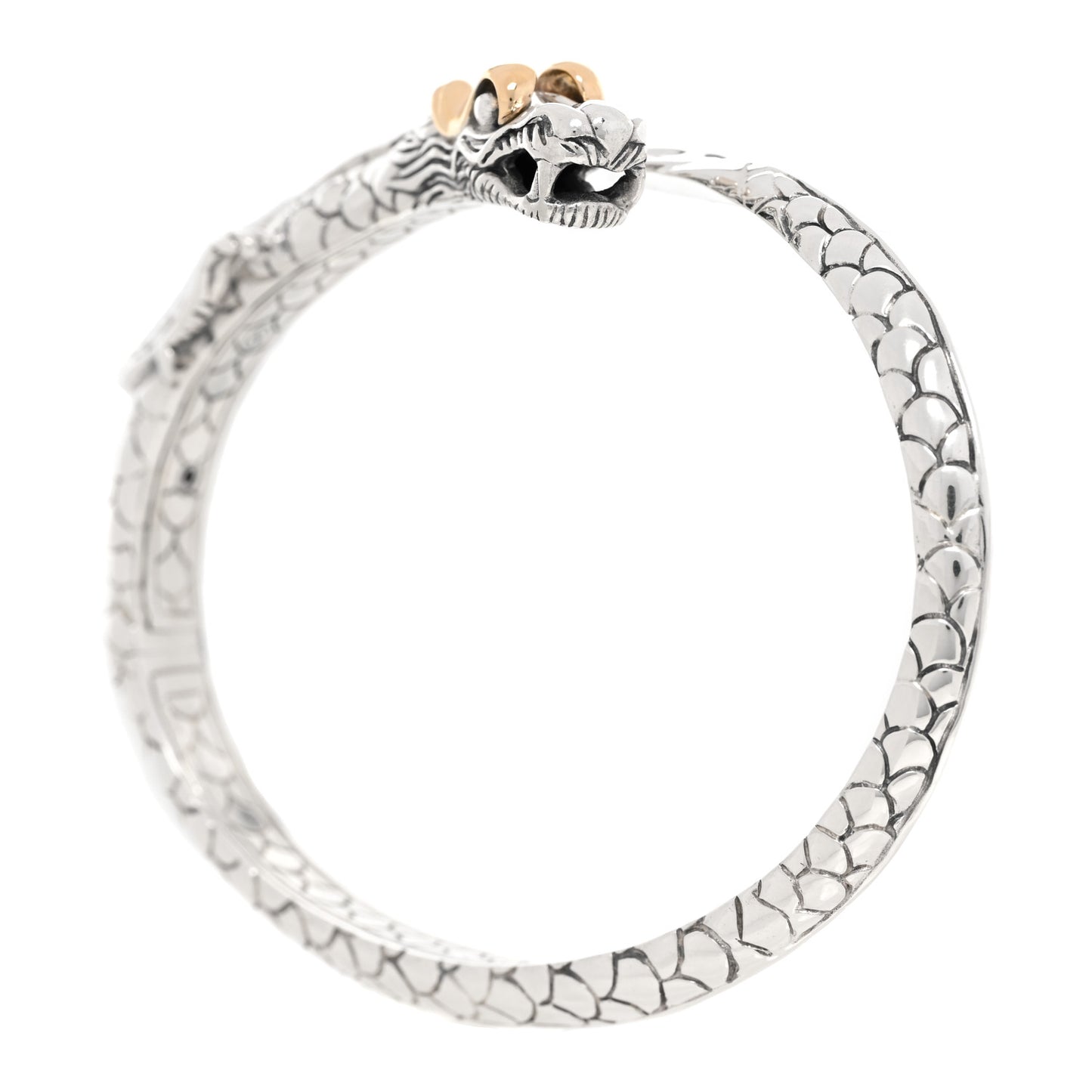 Sterling Silver 18K Yellow Gold Legends Naga Dragon Bypass Cuff Bracelet