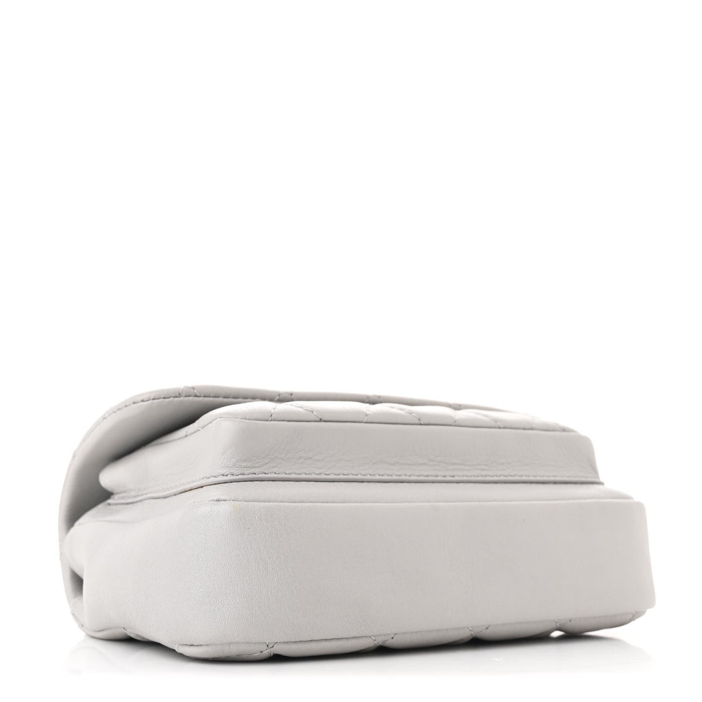 Calfskin Quilted Top Handle Flap Light Grey