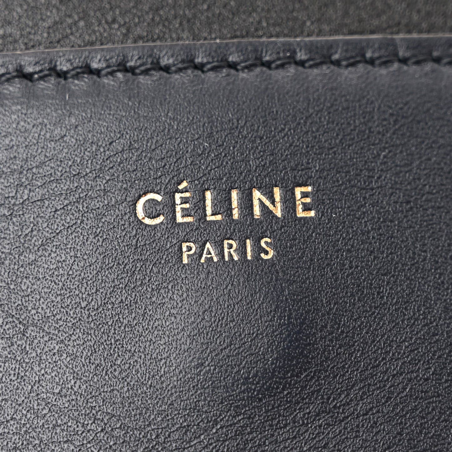 Shiny Smooth Calfskin Medium Frame Shoulder Bag Black Navy