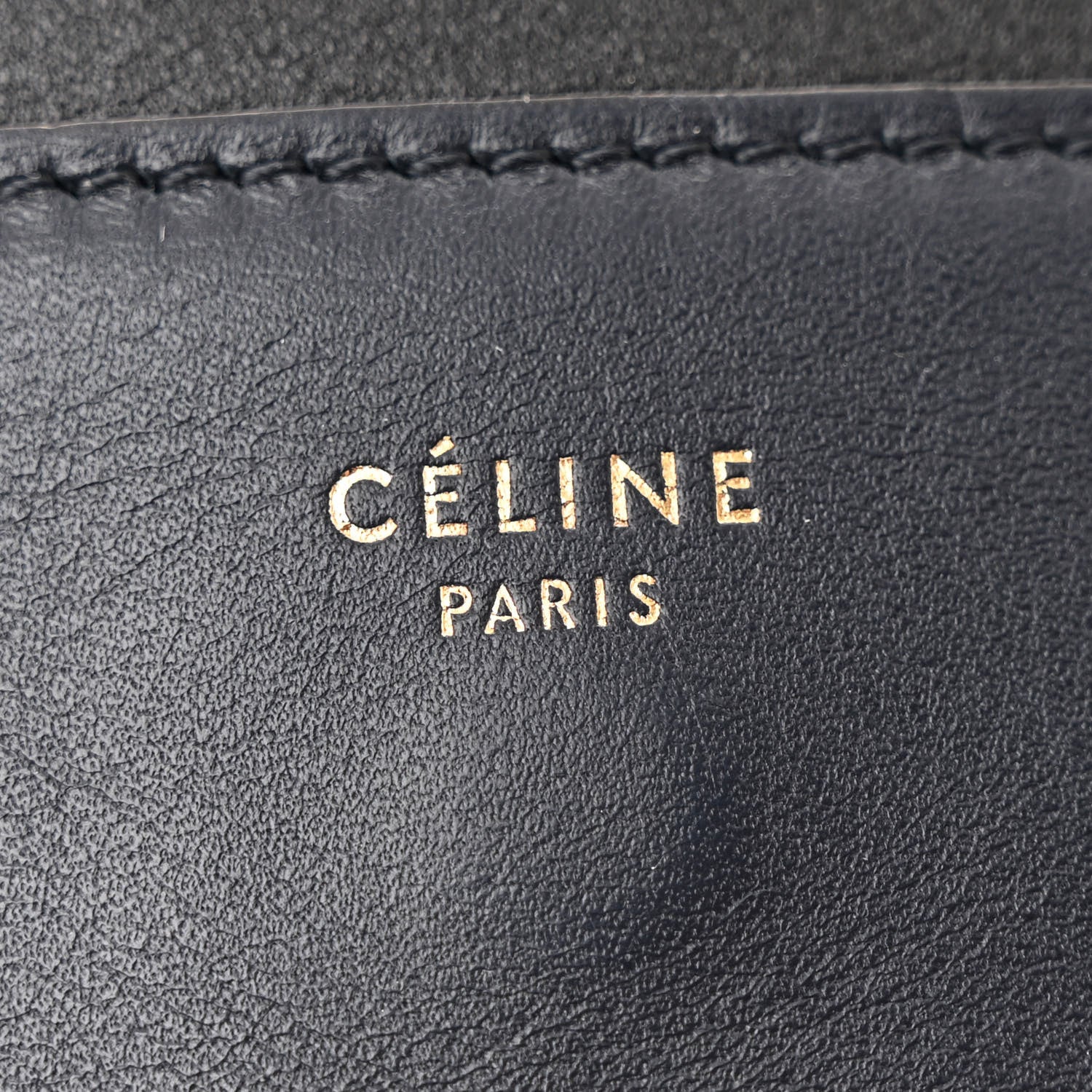 Celine Shiny Smooth Calfskin Medium Frame Shoulder Bag Black Navy 6 of 15