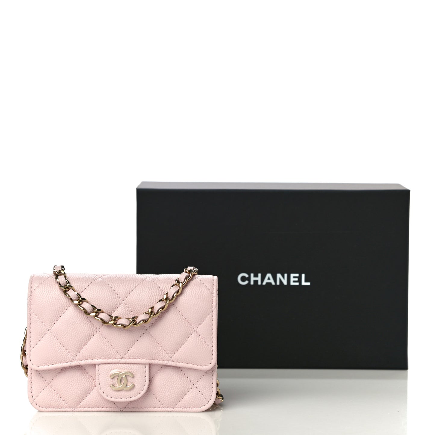 Caviar Quilted Mini Chain Bag Pink