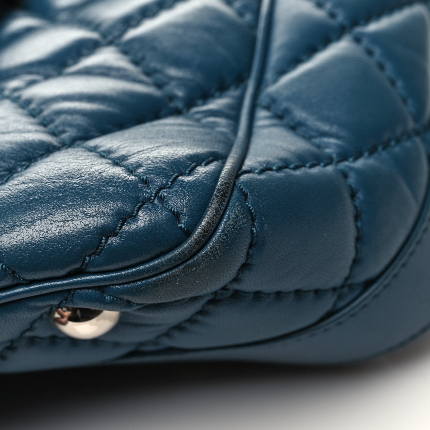 Chanel Lambskin Quilted Easy Carry Shopping Tote Blue 15 of 19