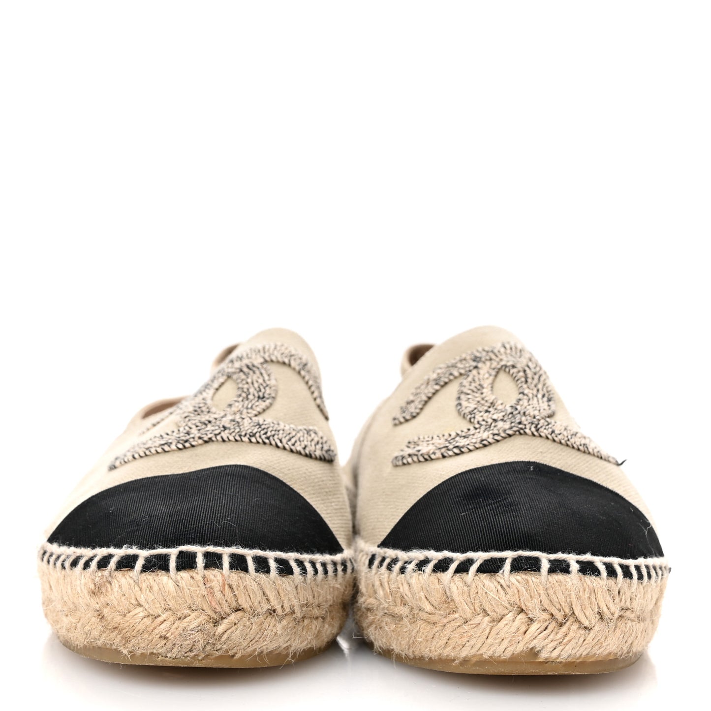 Canvas Grosgrain CC Espadrilles 40 Light Green Black