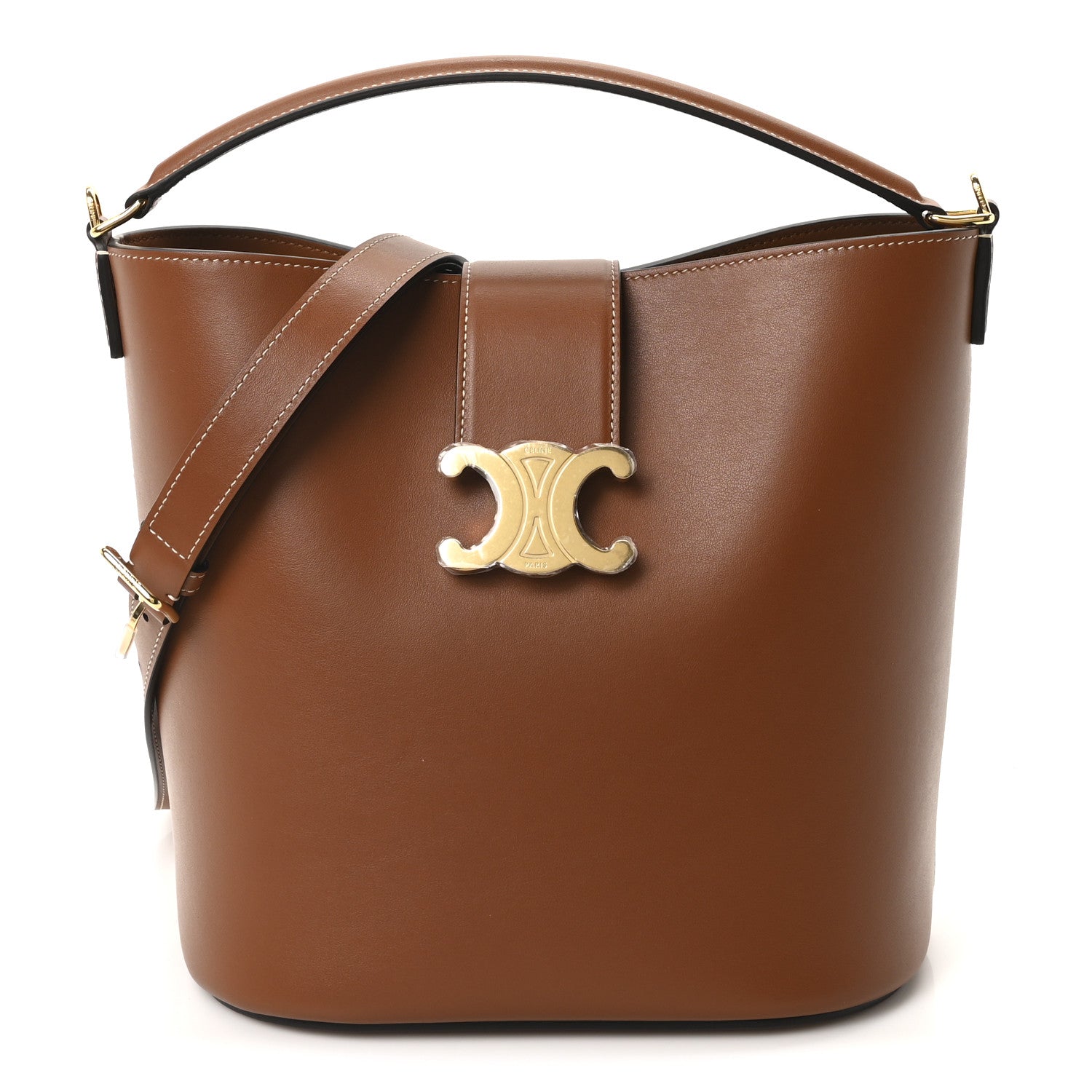 CELINE バッグ　レア！　ジャンク品 Celine Smooth Calfskin Triomphe Medium Louise Bag Tan 1800605