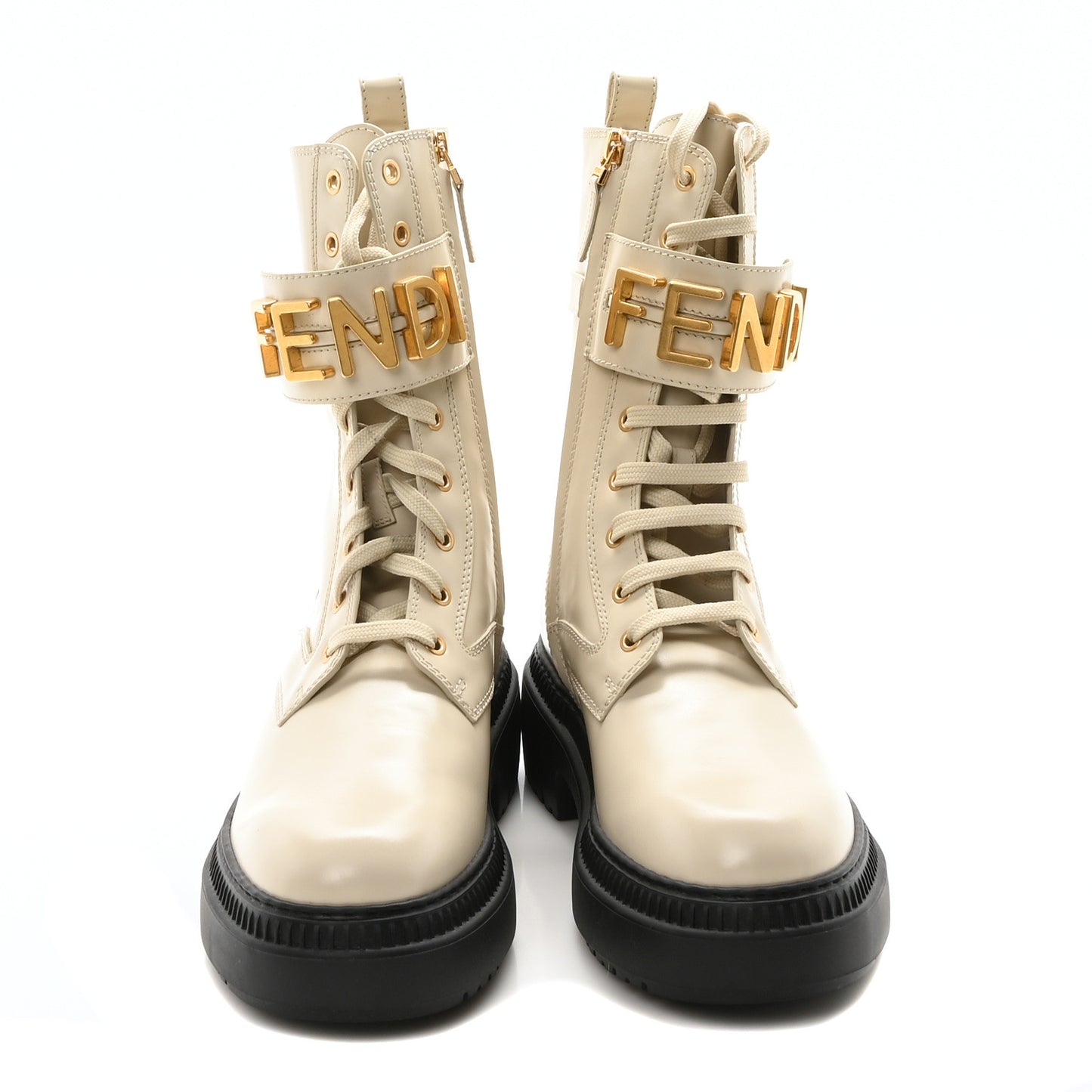 Vitello Abrasivato Fendigraphy 50mm Biker Boots 40 White