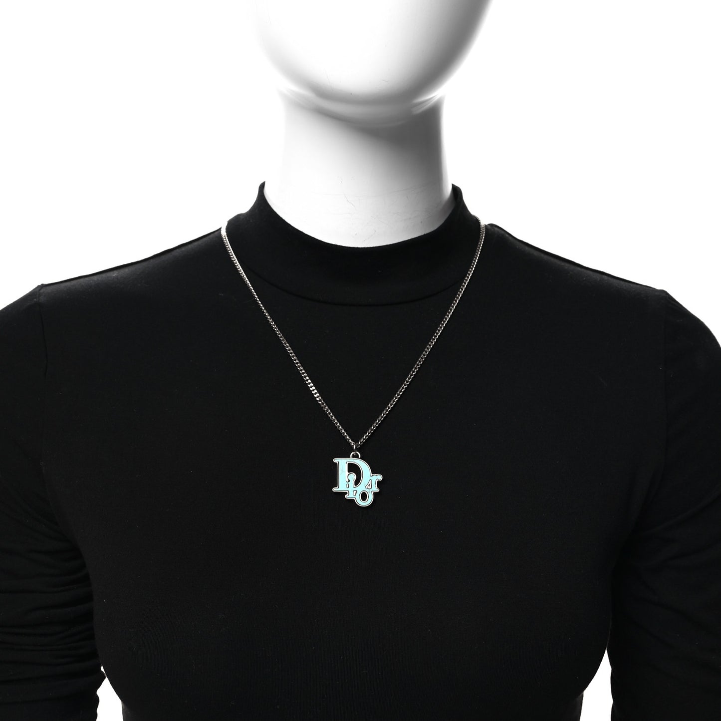 Resin Logo Necklace Silver Turquoise