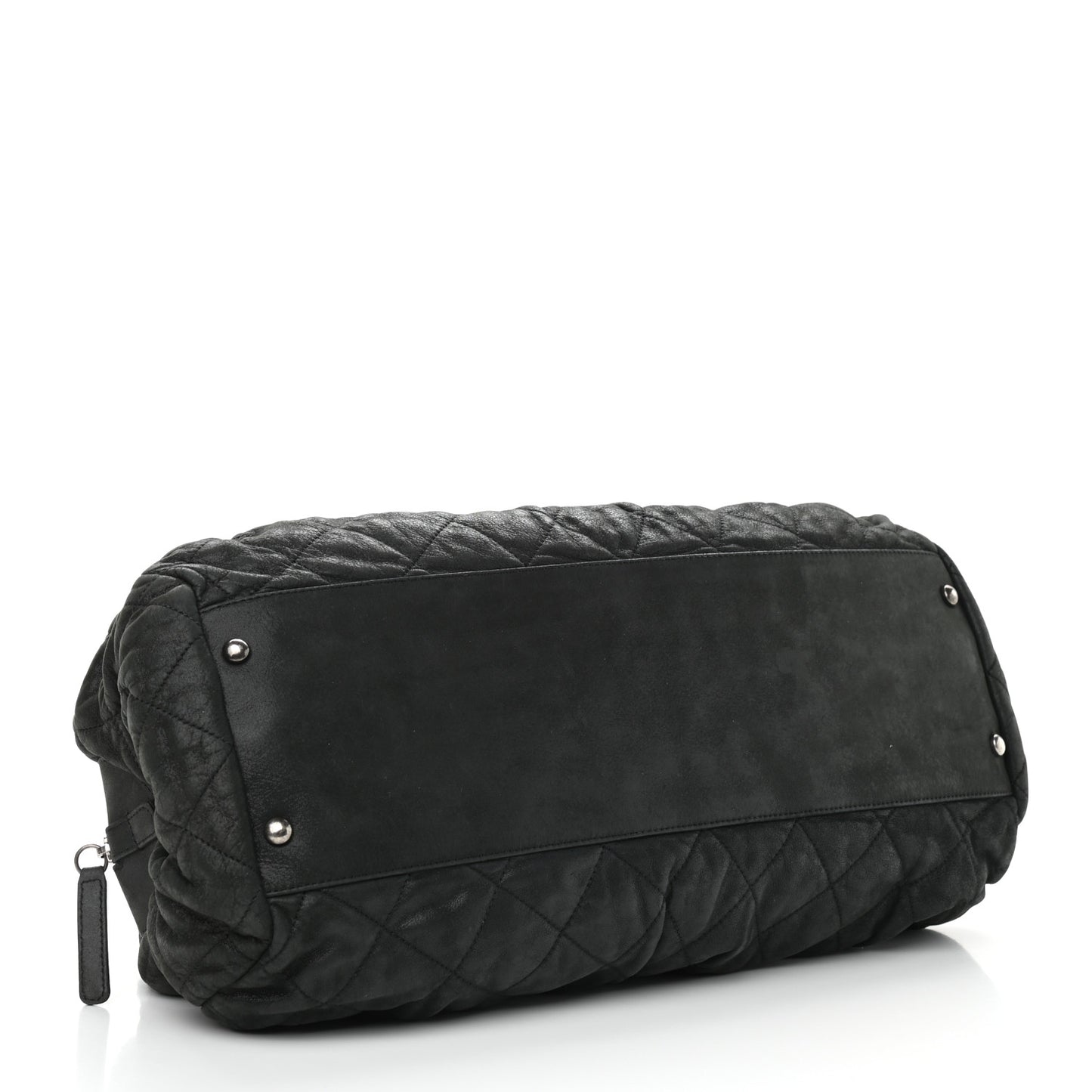 Iridescent Calfskin Chic Quilt Bowling Bag Black