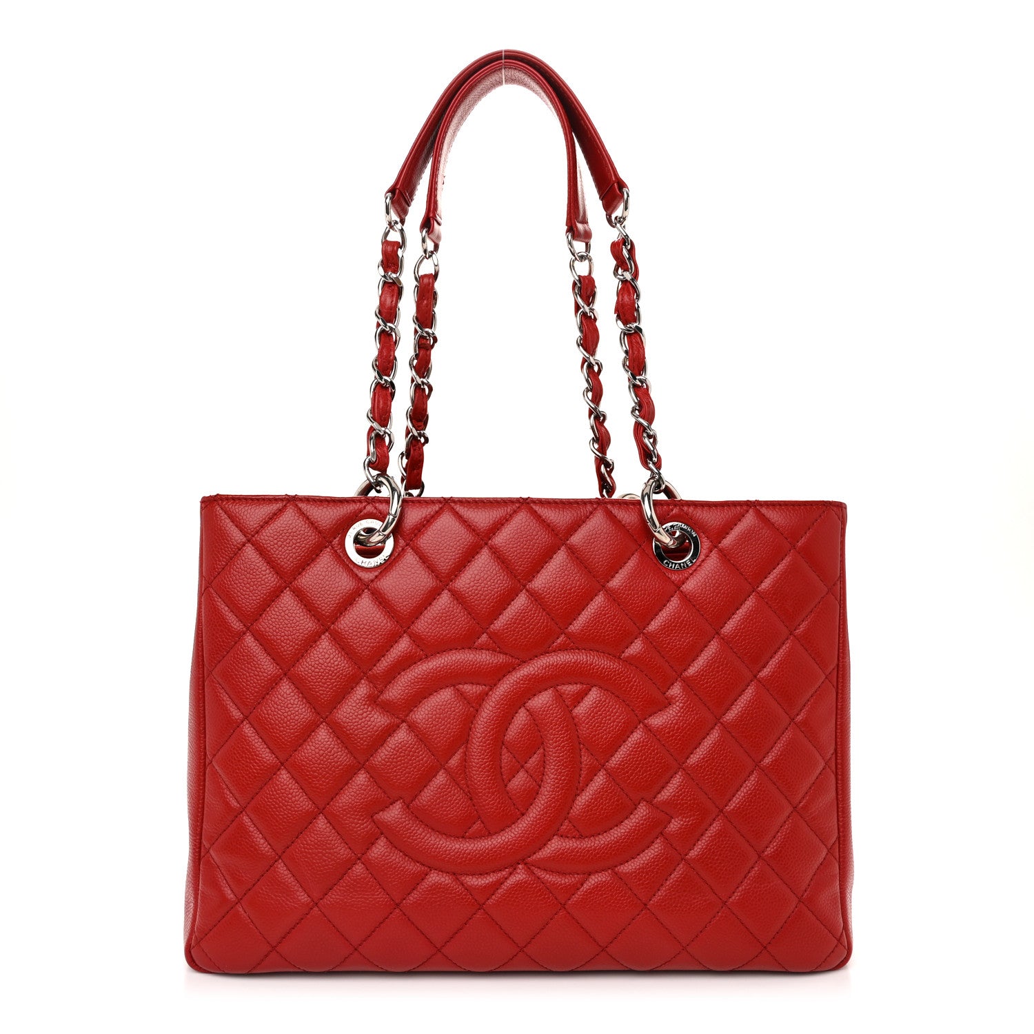 Chanel Caviar Quilted Grand Shopping Tote GST Red 1 of 10