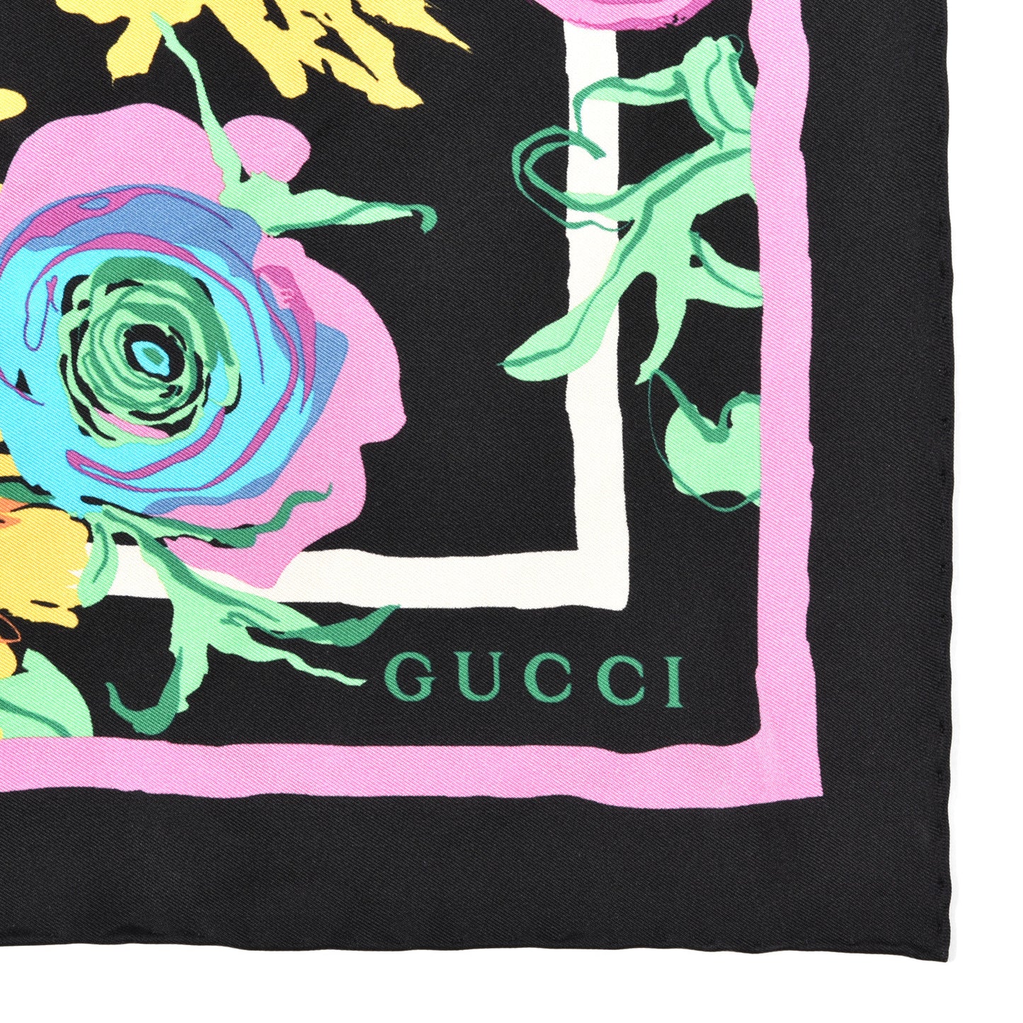 X KEN SCOTT Silk Twill Jenni Square Scarf Black Pink