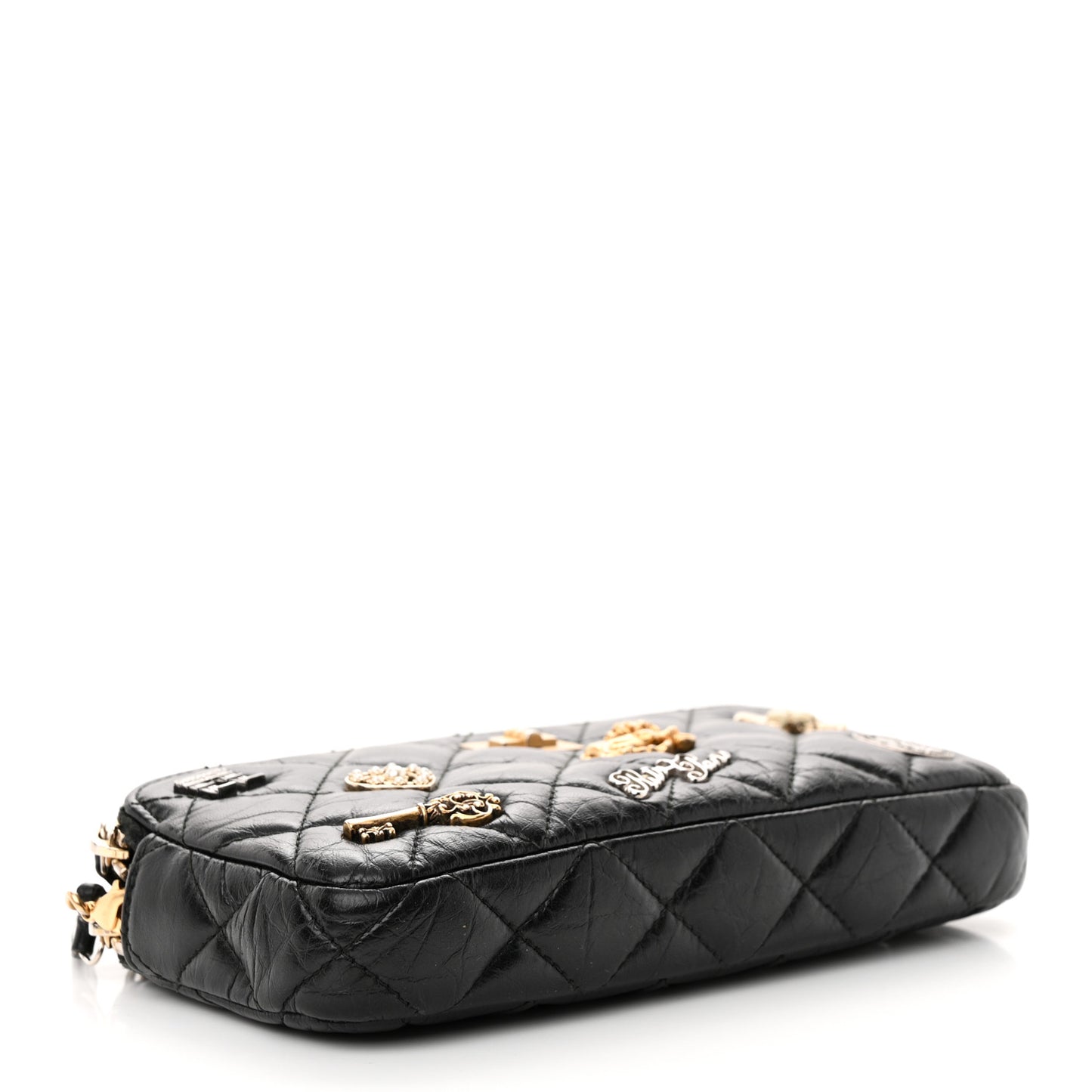 Aged Calfskin Lucky Charms 2.55 Reissue Small Clutch With Chain Black