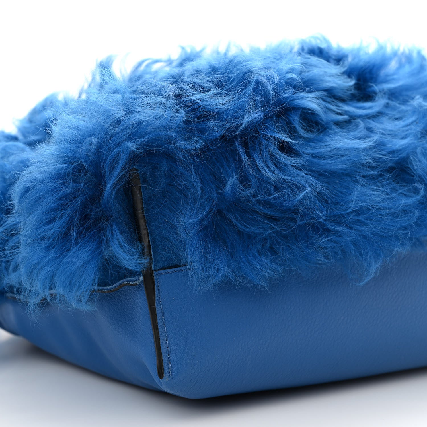 Loewe Nappa Shearling Flamenco Knot Clutch Blue 9 of 10