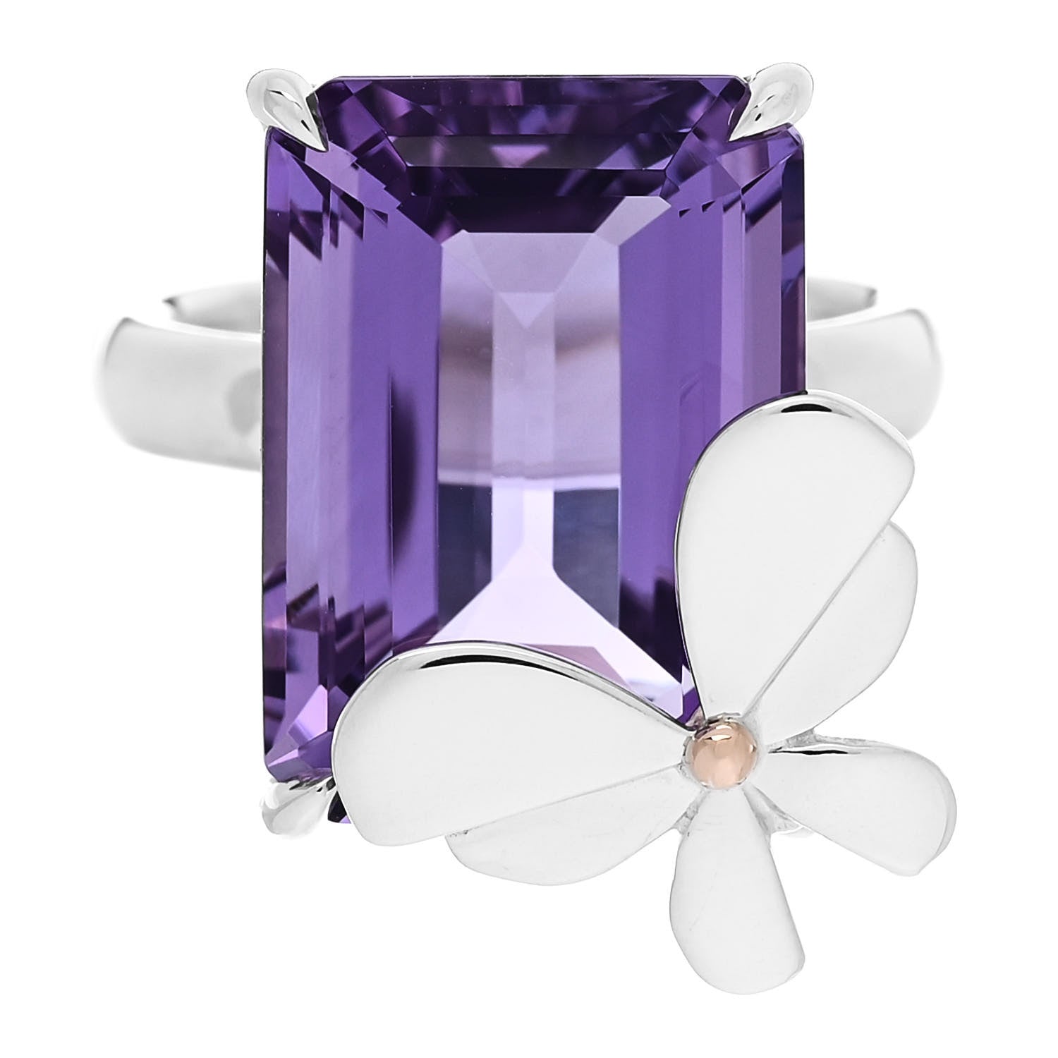 Tiffany Sterling Silver 18K Rose Gold Amethyst Return to Tiffany Love Bugs Butterfly Ring 54 7 1 of 7