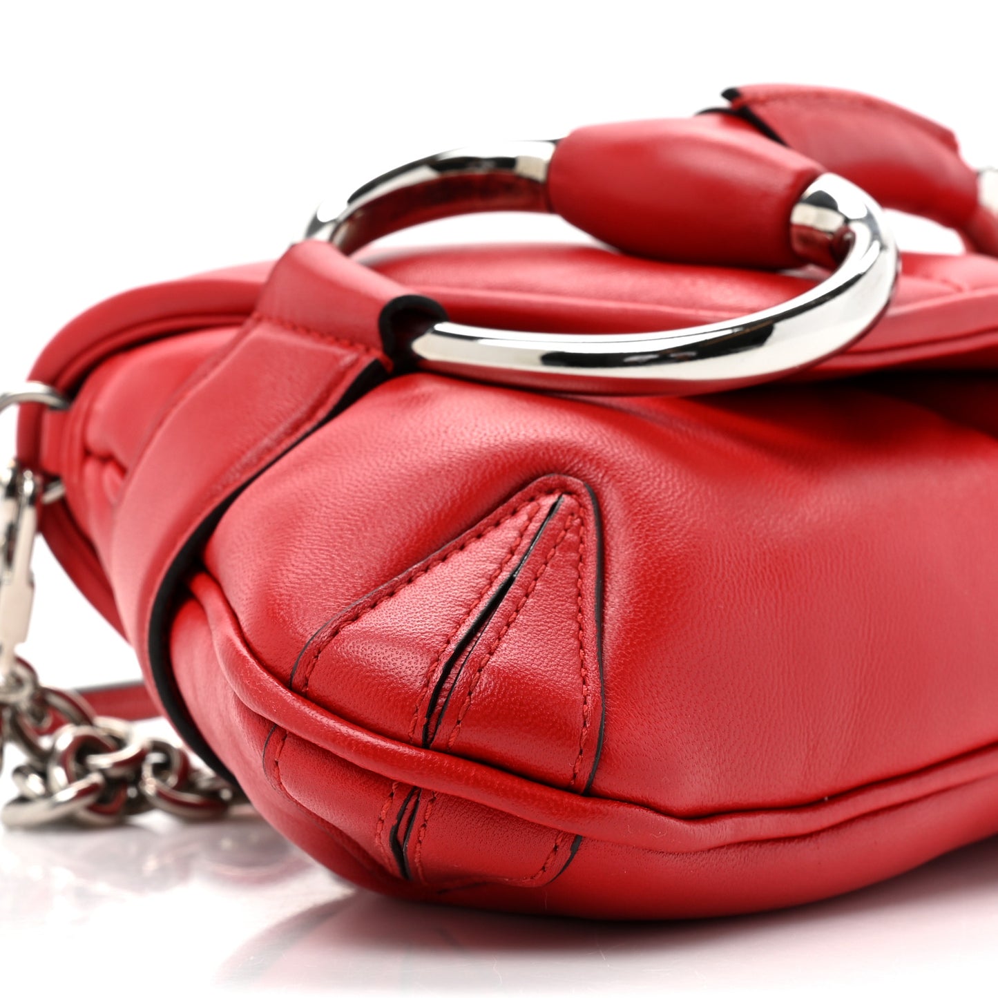 Nappa Vertical Matelasse Medium Maxi Horsebit Chain Shoulder Bag Beret Red