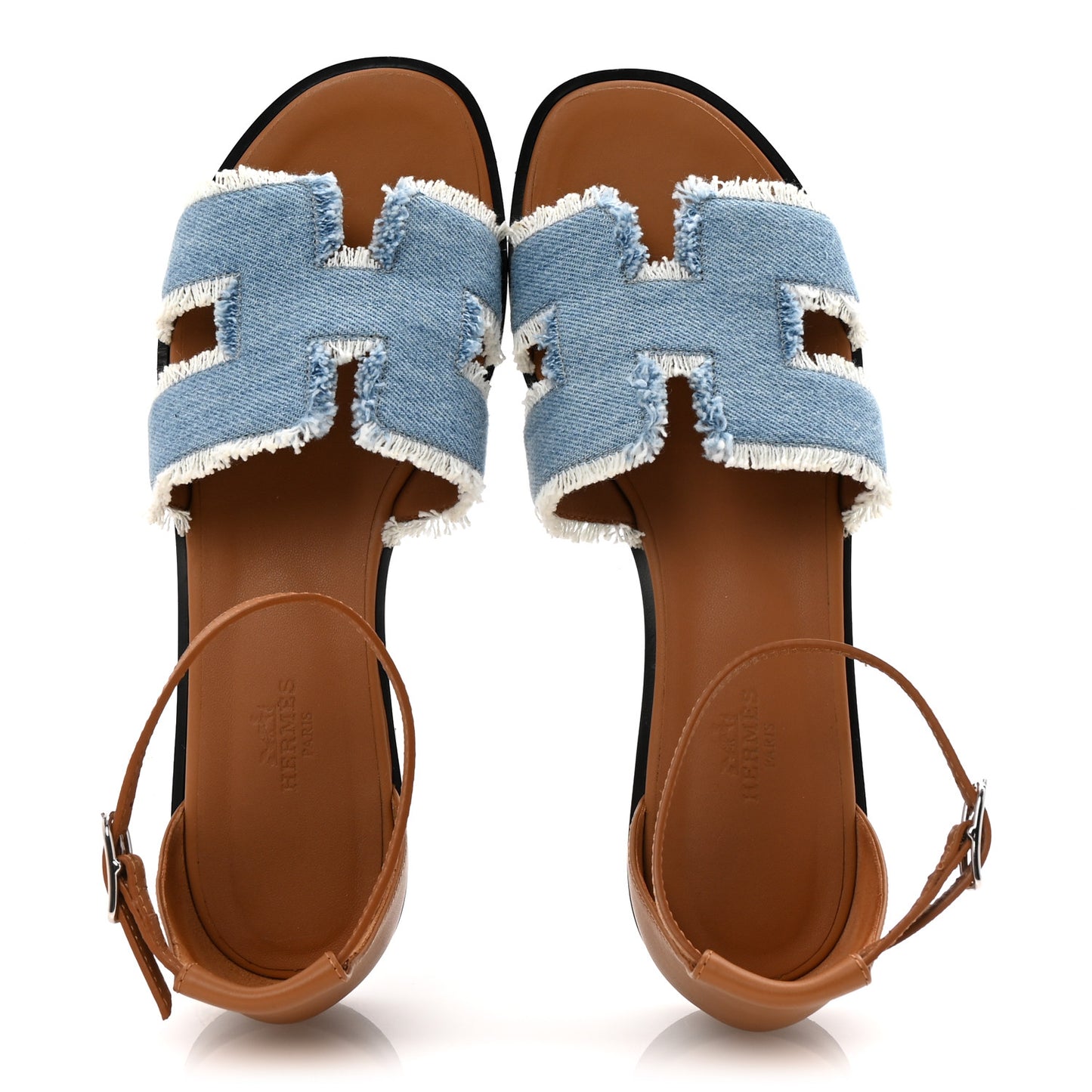 Denim Fringe Santorini Sandals 39 Bleu Clair Naturel