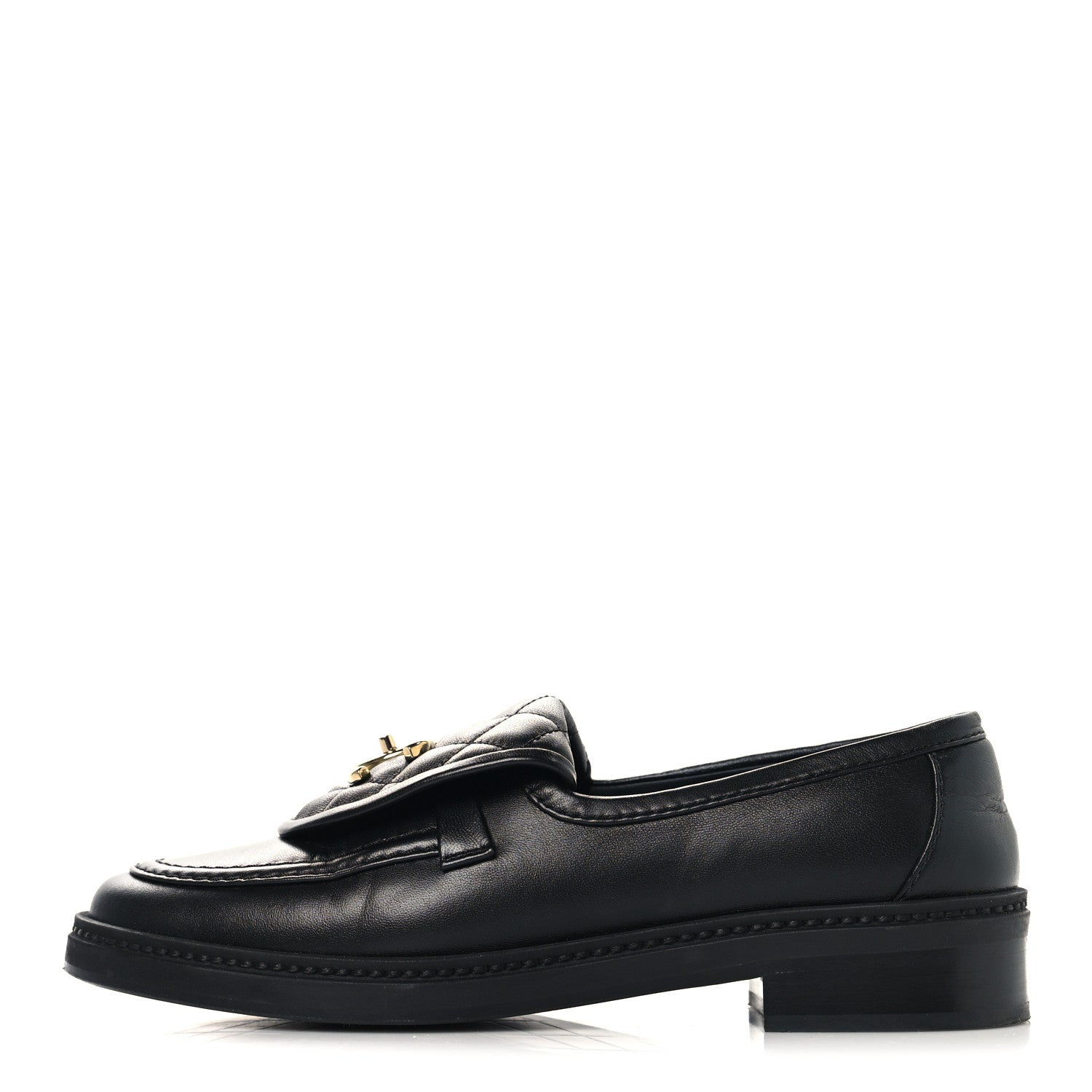 Chanel Lambskin Quilted CC Turnlock Loafers 37 Black 1867631