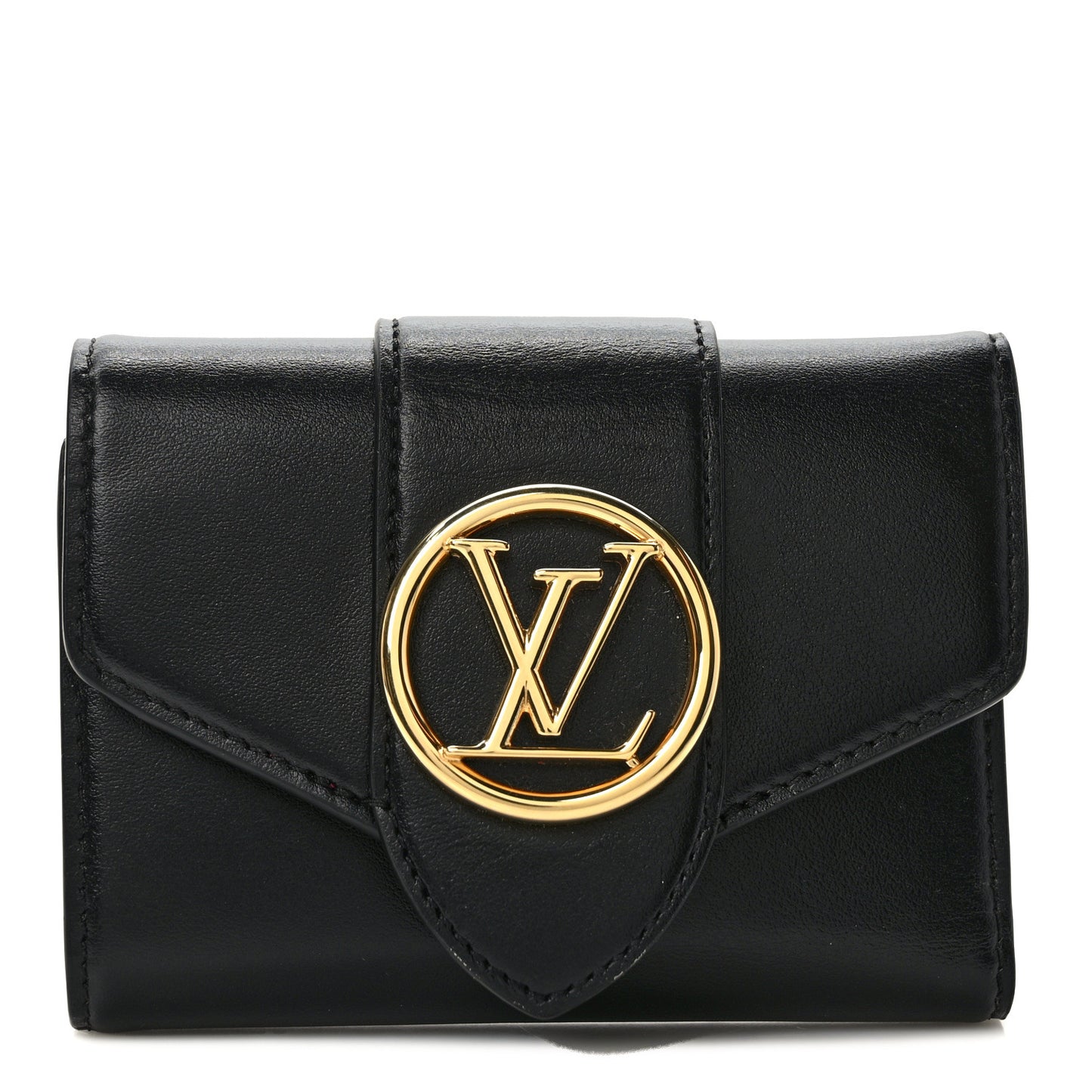 Smooth Calfskin LV Pont 9 Compact Wallet Black