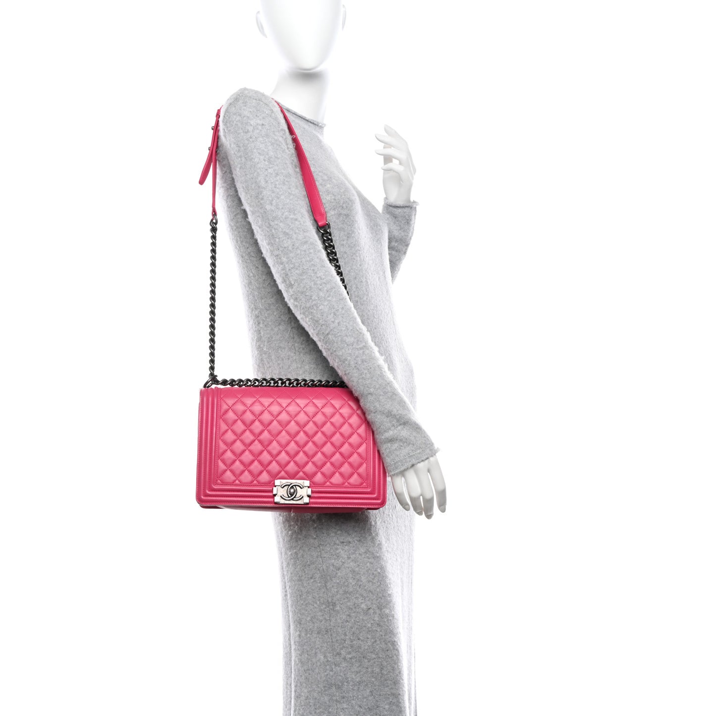 Lambskin Quilted New Medium Boy Flap Pink