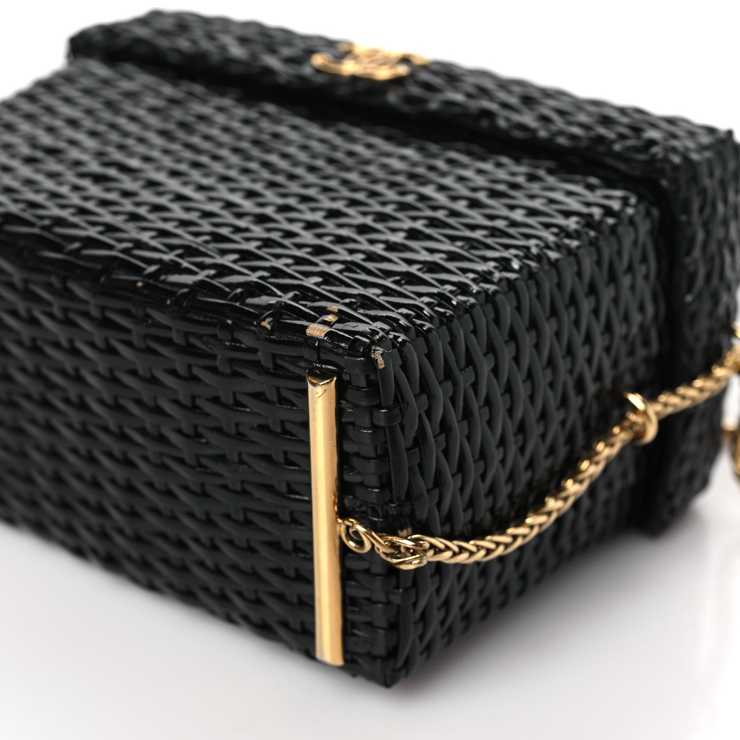 Chanel Patent Rattan Basket Shoulder Bag Black 9 of 9