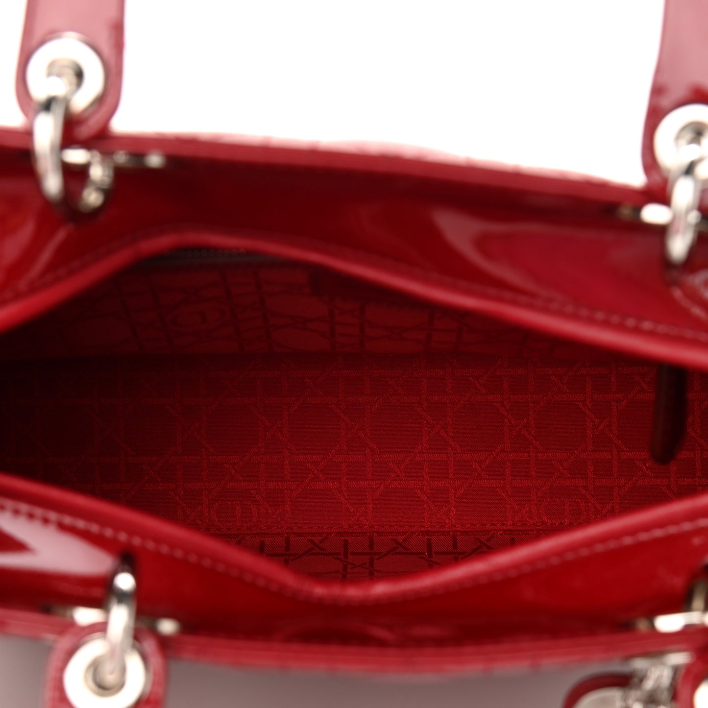 Patent Cannage Large Lady Dior Red