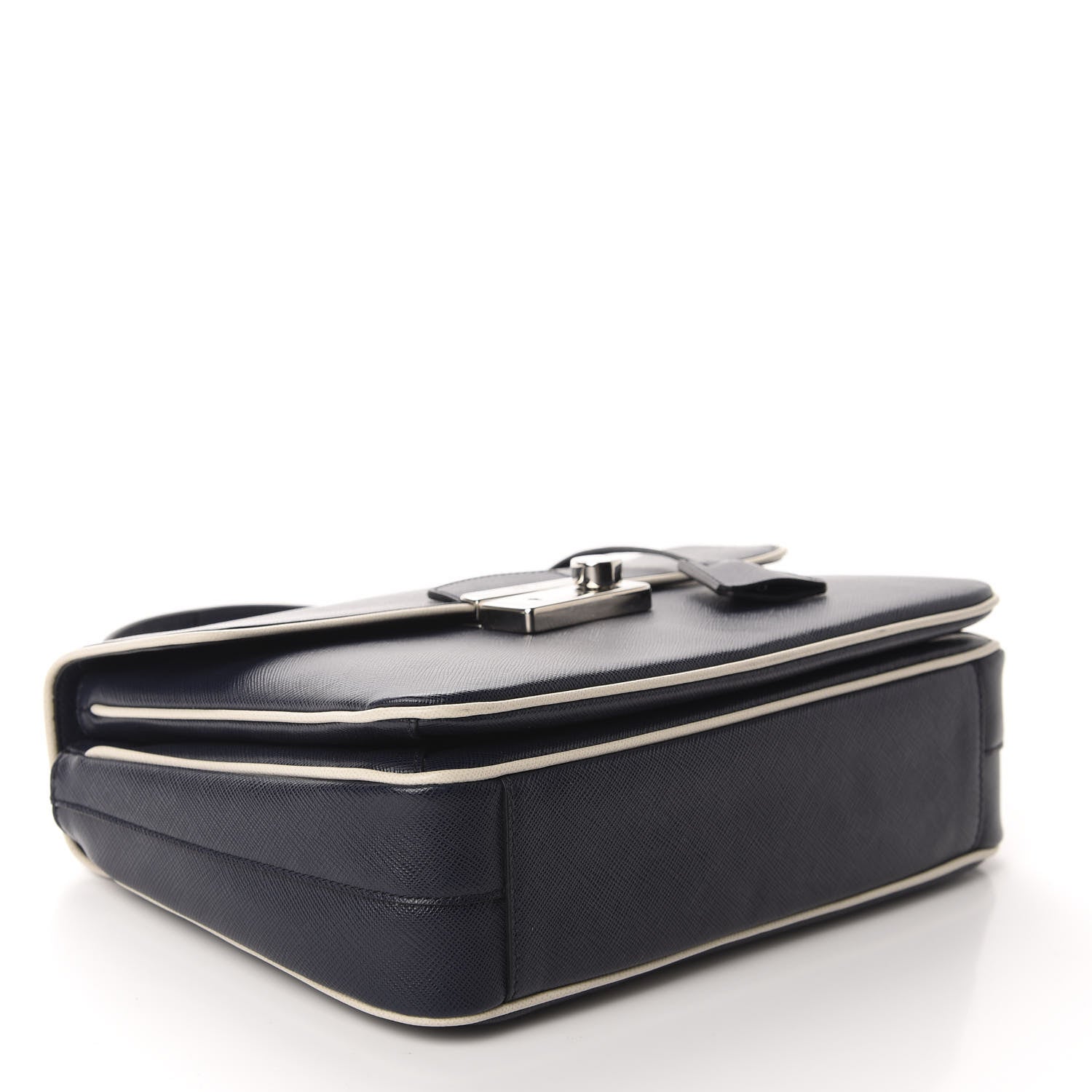 Prada Saffiano Lux Sound Top Handle Baltico Talco 4 of 10
