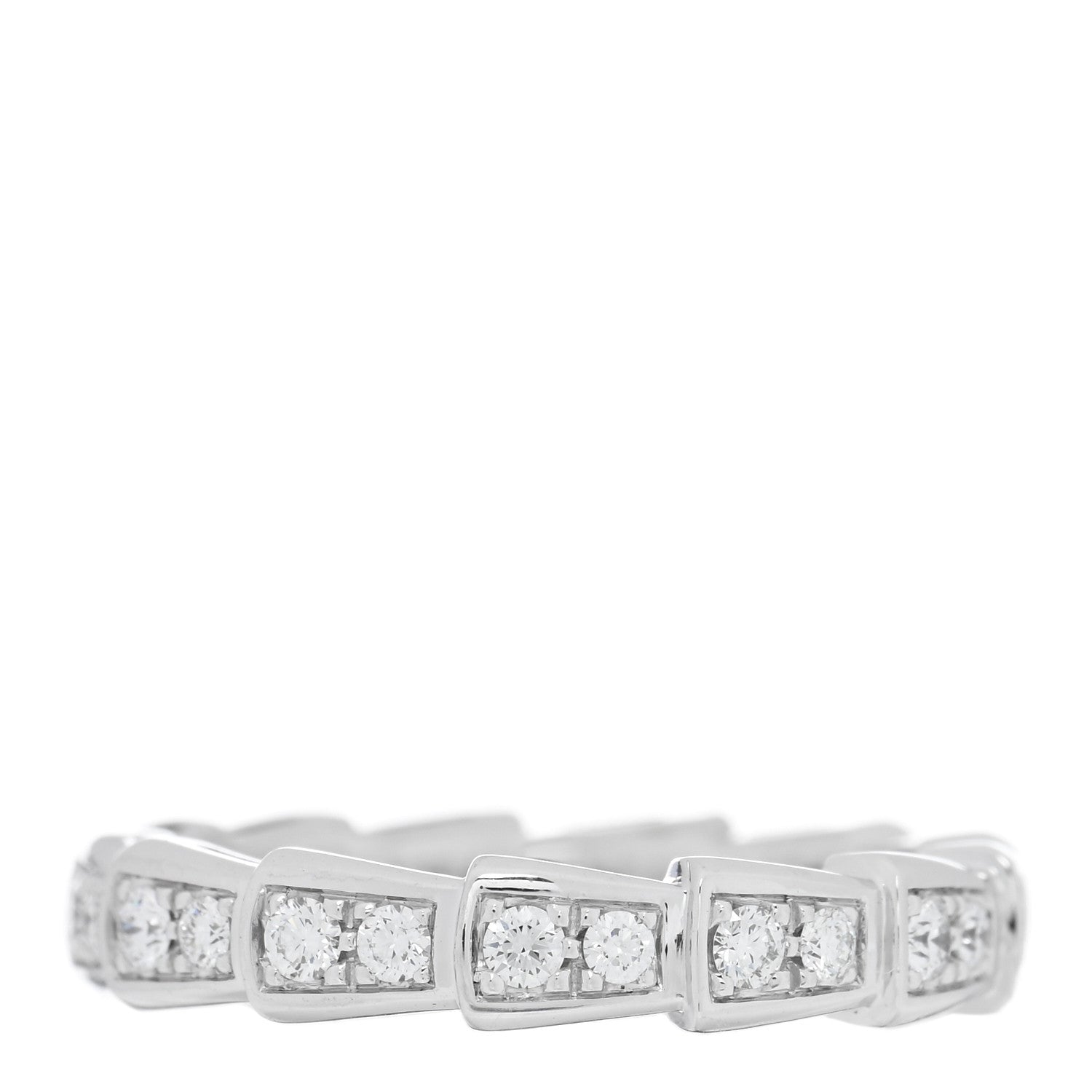 Bulgari 18K White Gold Diamond Serpenti Viper Band Ring 49 4.75 1 of 5