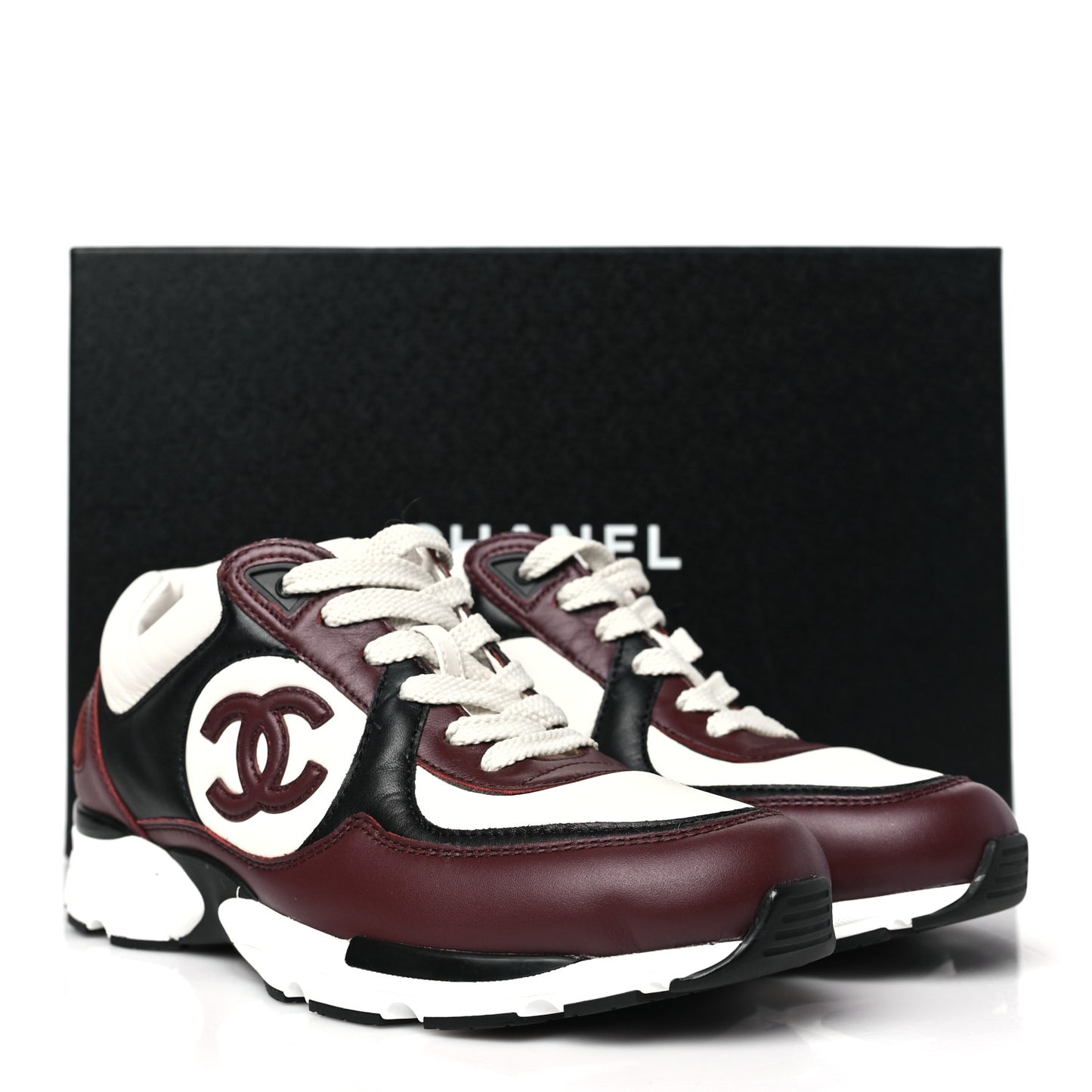 Calfskin CC Sneakers 36 Brown White Black