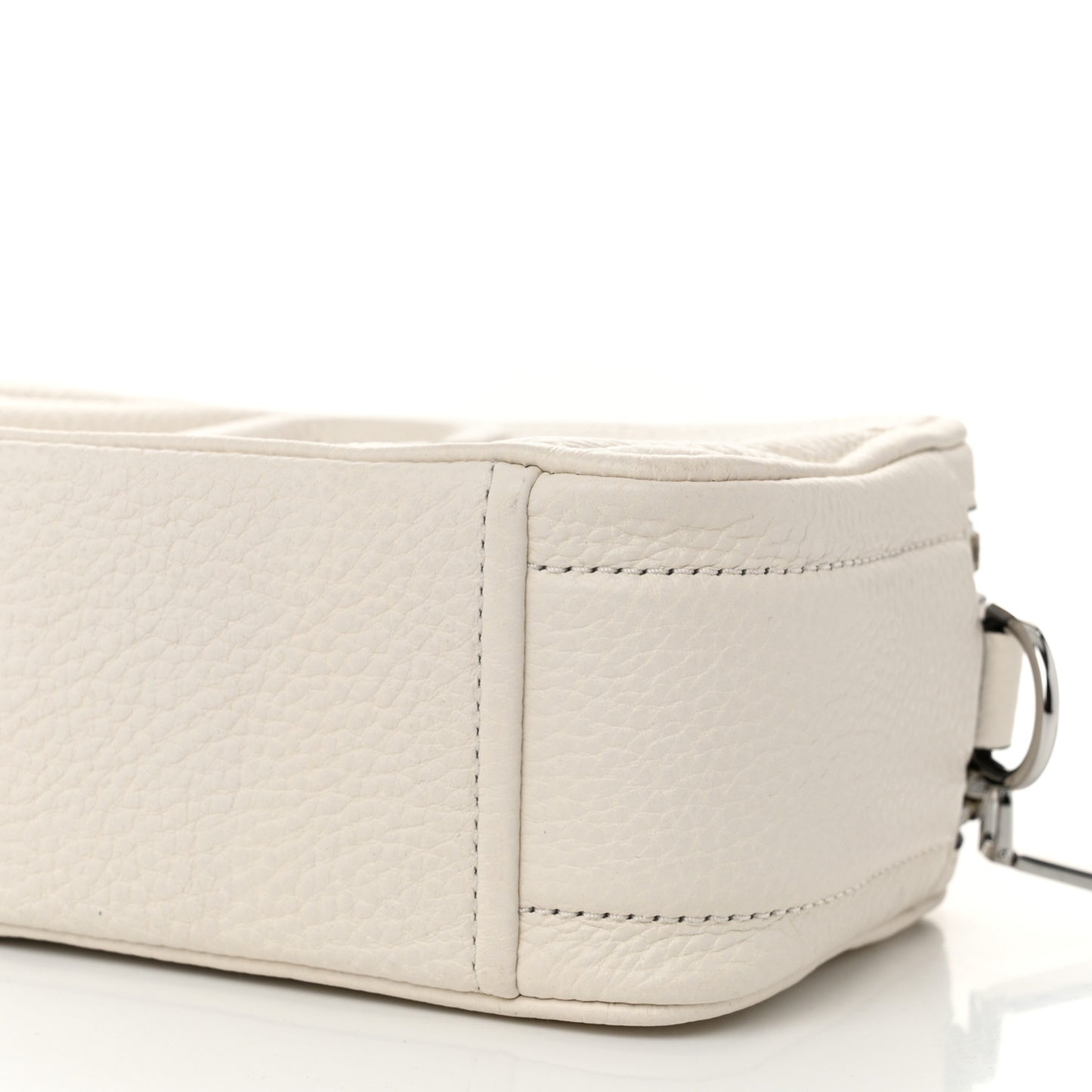Grained Calfskin Quilted The Moto Shot 21 Bag White