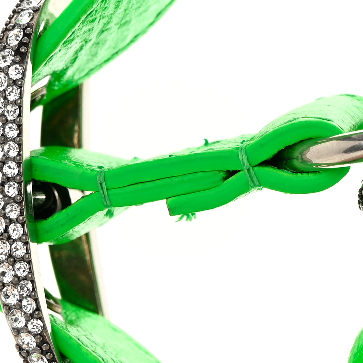 Agneau Arena Crystal Le Cagole Shoulder Bag XS Fluo Green