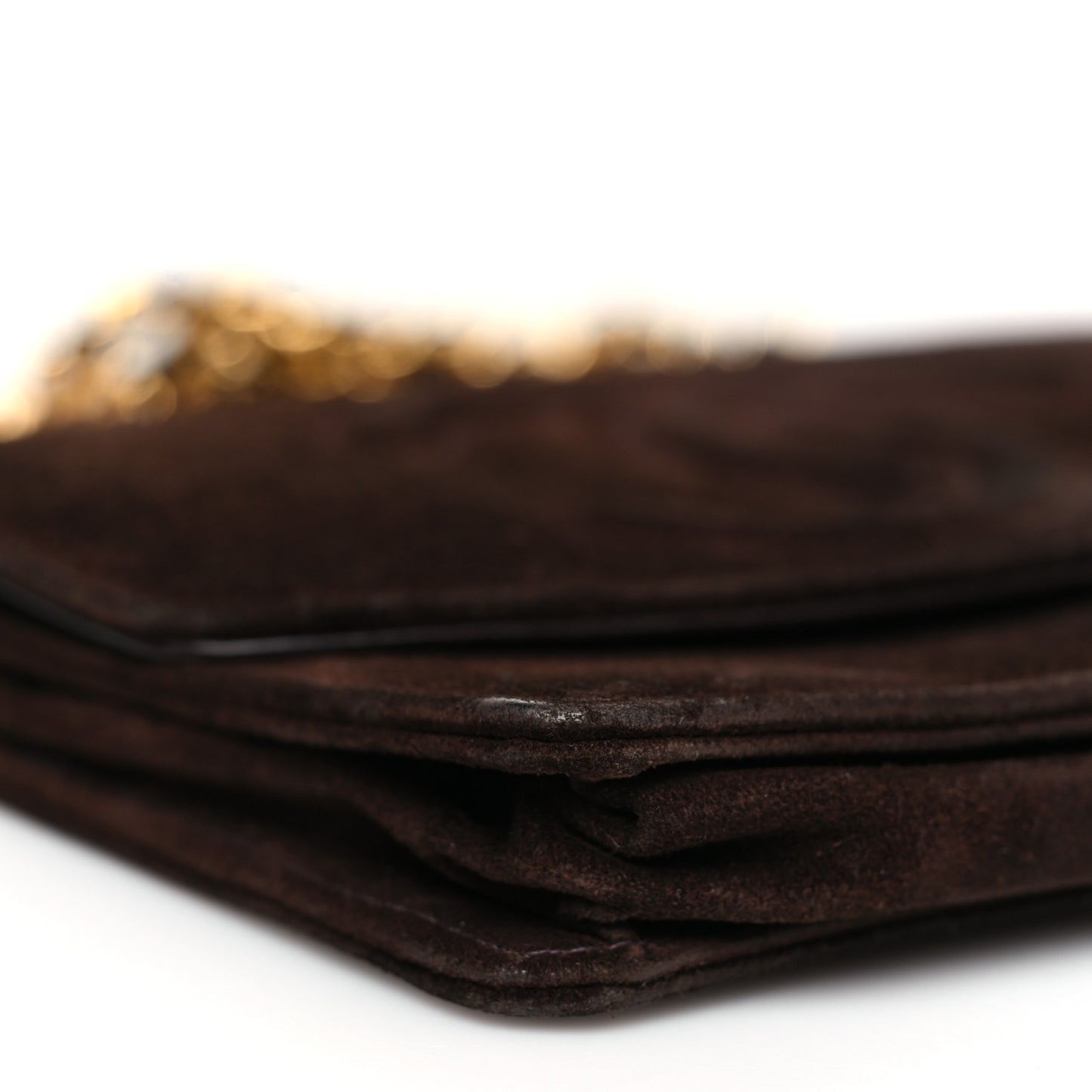 Suede Timeless CC Wallet on Chain WOC Brown