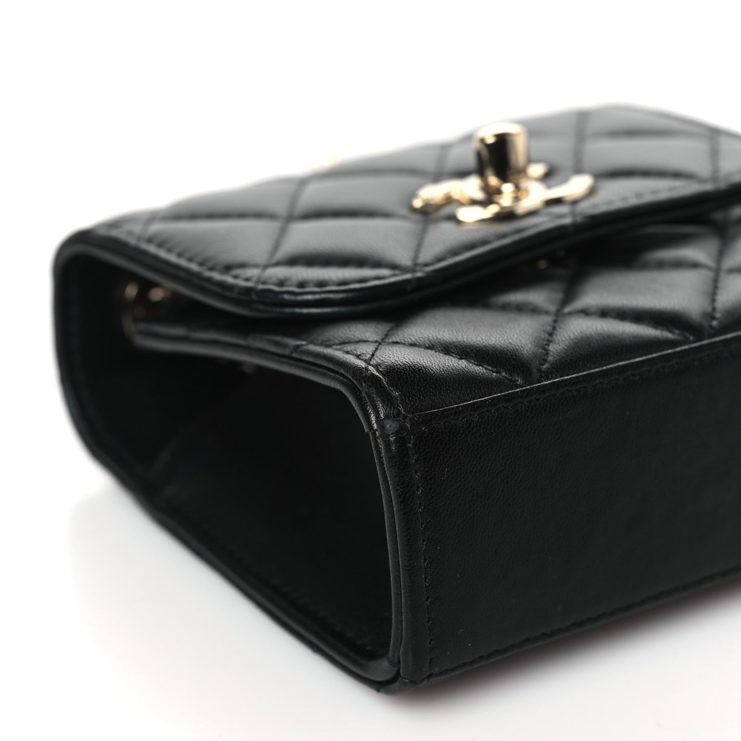 Lambskin Quilted Mini Trendy CC Chain Wallet Black