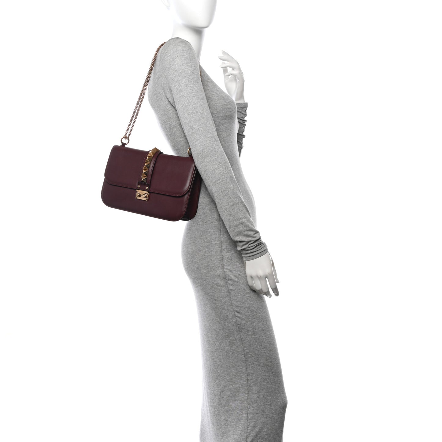 Vitello Medium Glam Lock Rockstud Flap Rubin