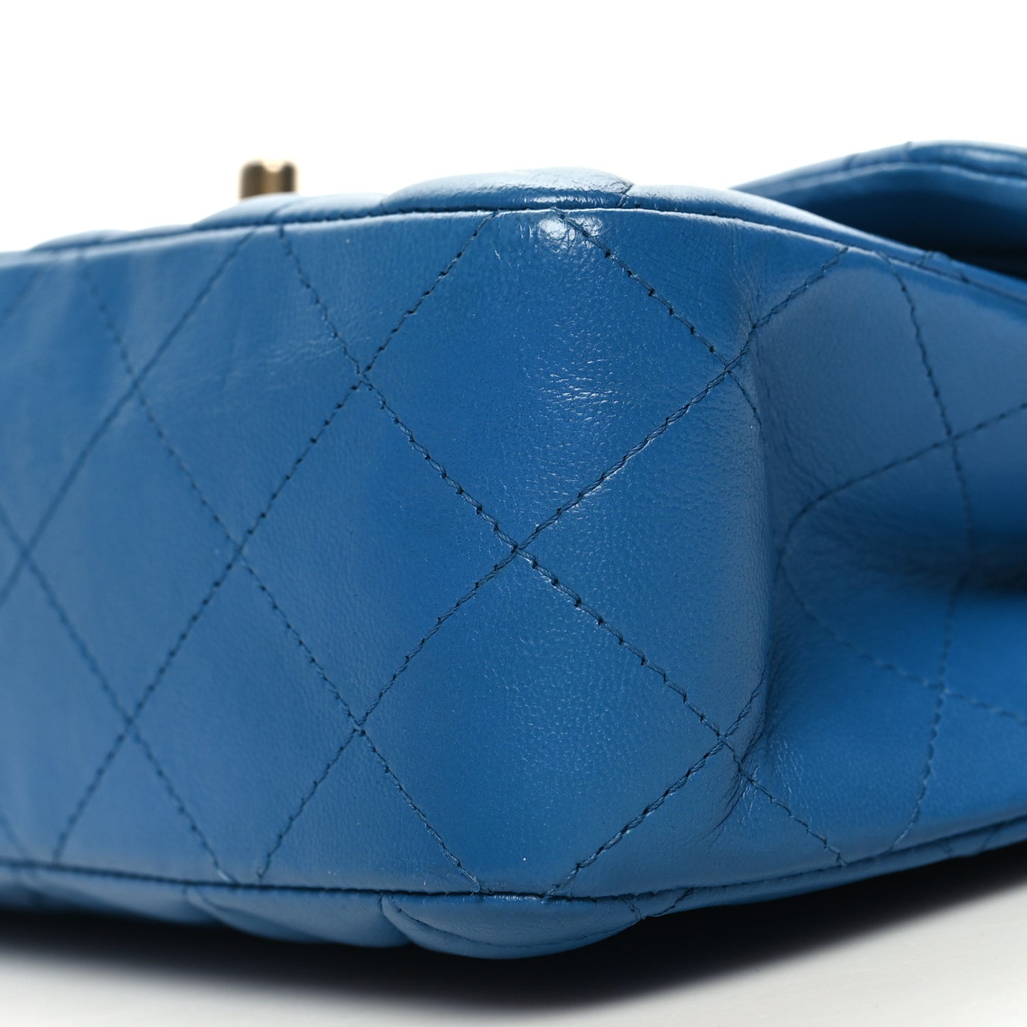 Lambskin Quilted Small Double Flap Blue