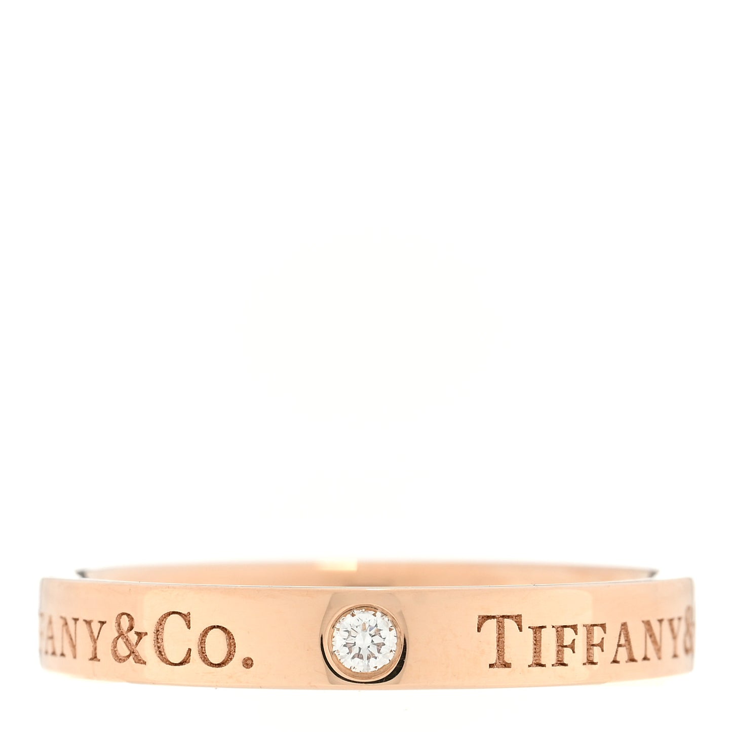 18K Rose Gold Diamond 3mm Logo Band Ring 51 5.75