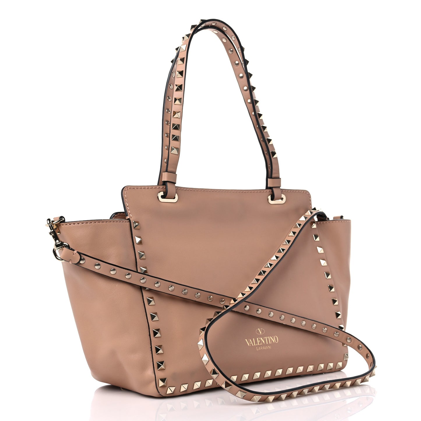 Vitello Small Rockstud Tote Skin Sorbet