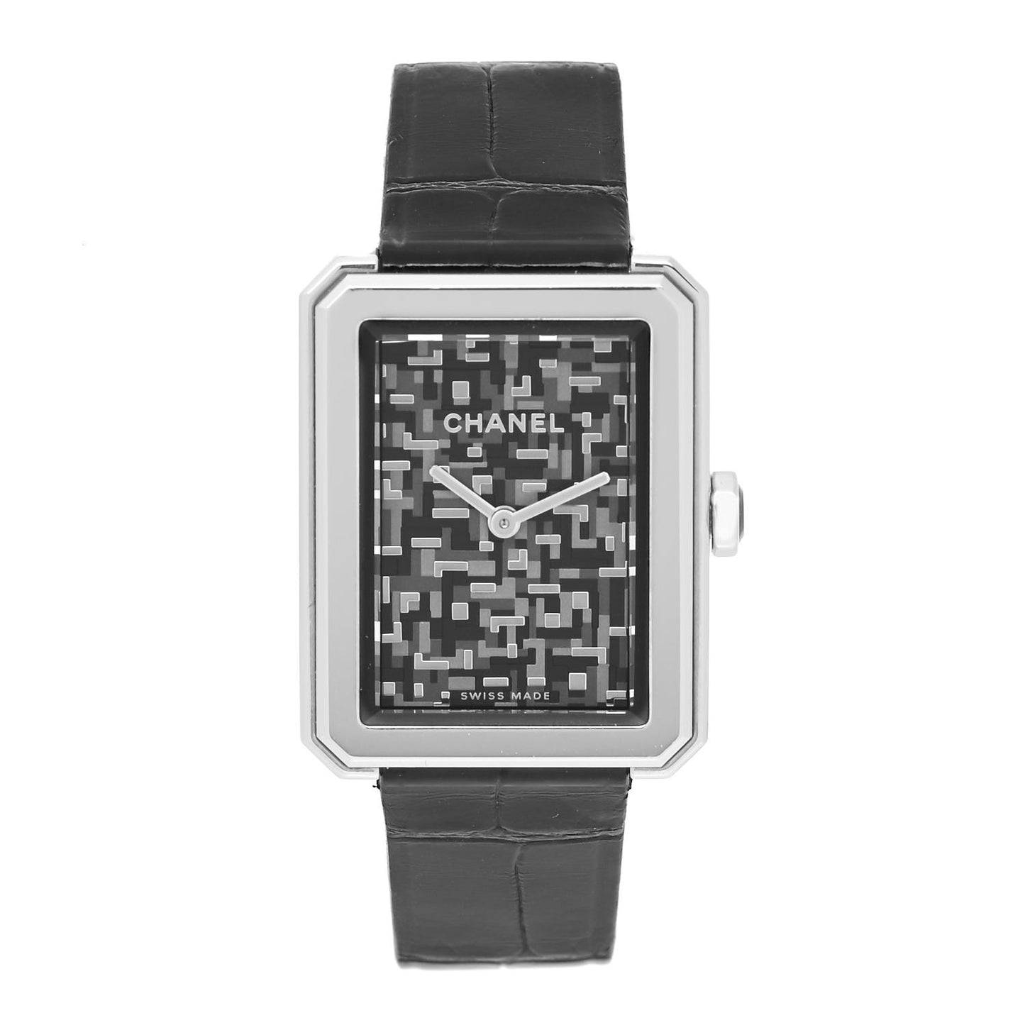 Stainless Steel Alligator 21mm Boy-Friend Tweed Quartz Watch Black