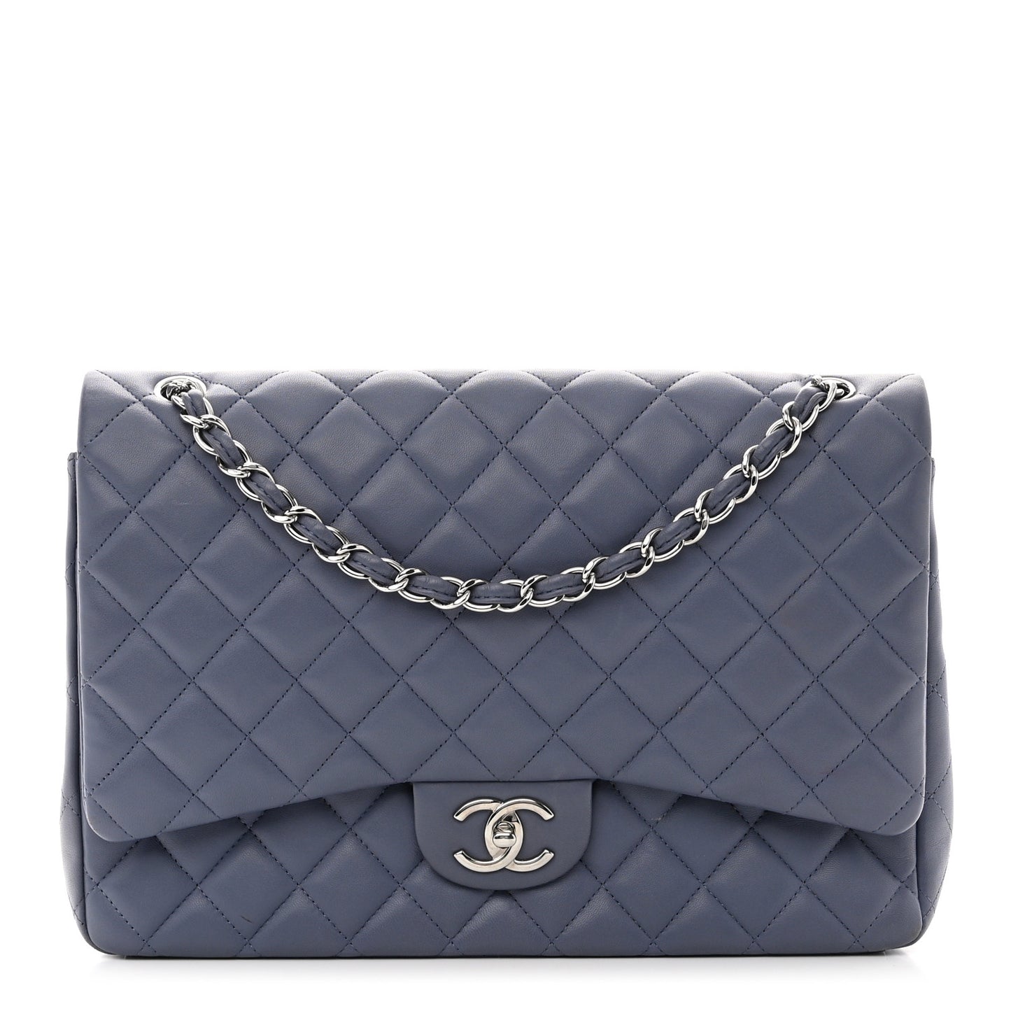 Lambskin Quilted Maxi Double Flap Light Purple