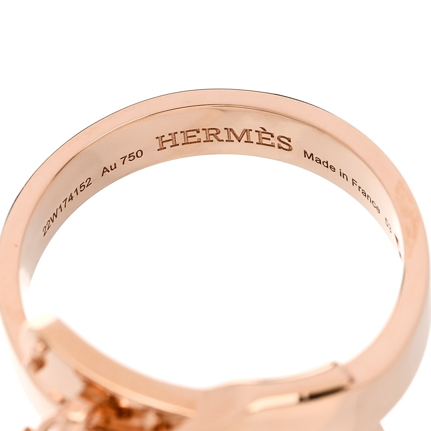 Hermes 18K Rose Gold Kelly Gavroche Ring 53 6.5 4 of 5