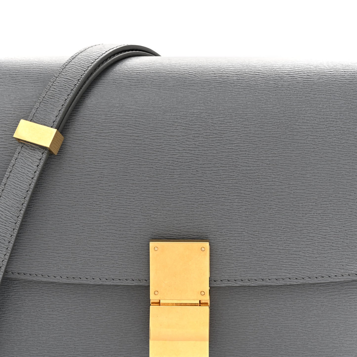 Liege Calfskin Medium Classic Box Flap Bag Medium Grey