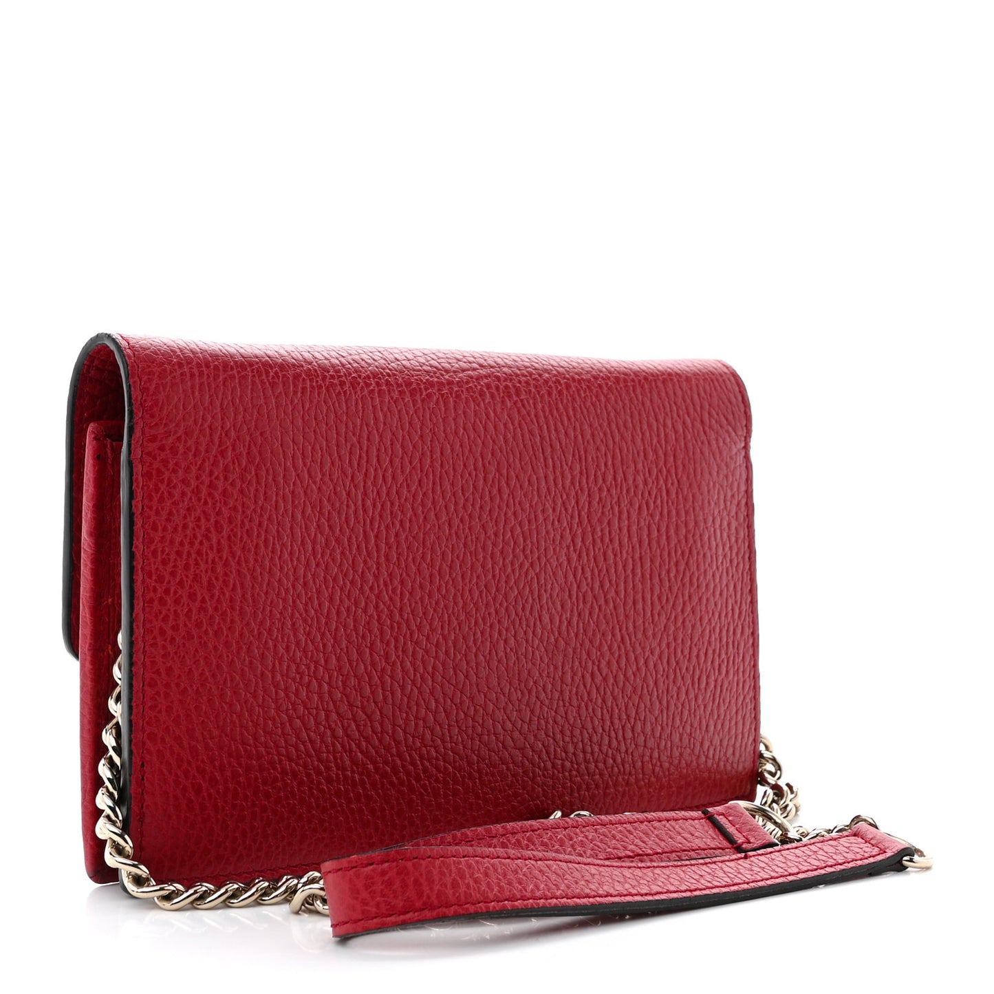 Dollar Calfskin Interlocking G Chain Wallet Red