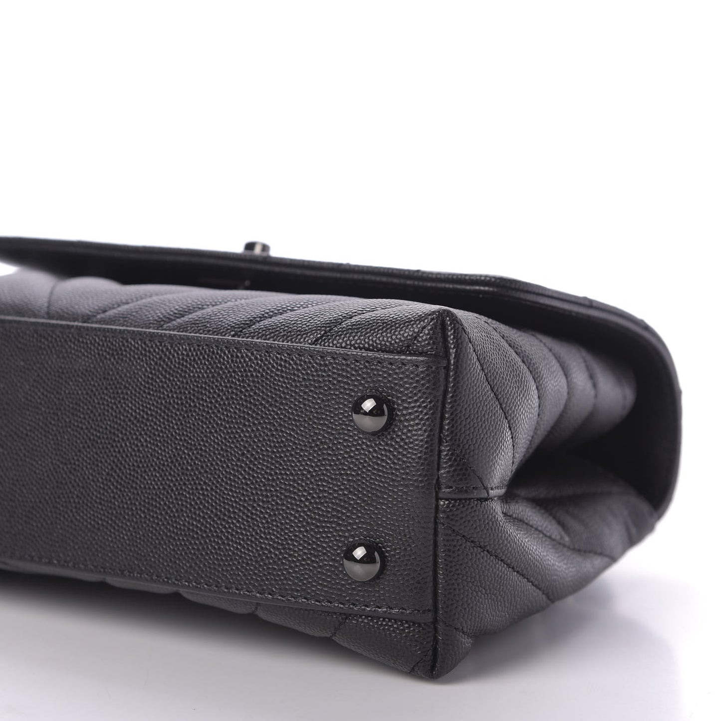 Caviar Chevron Quilted Mini Coco Handle Flap So Black