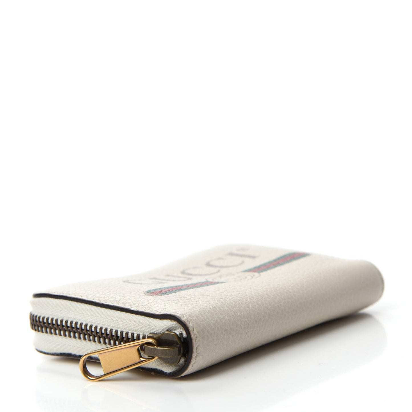 Calfskin Logo Zip Around Card Case White