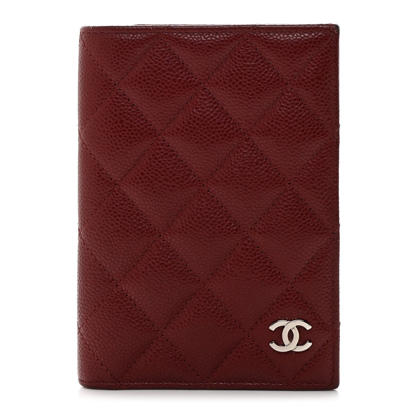 Caviar Quilted Passport Holder Burgundy