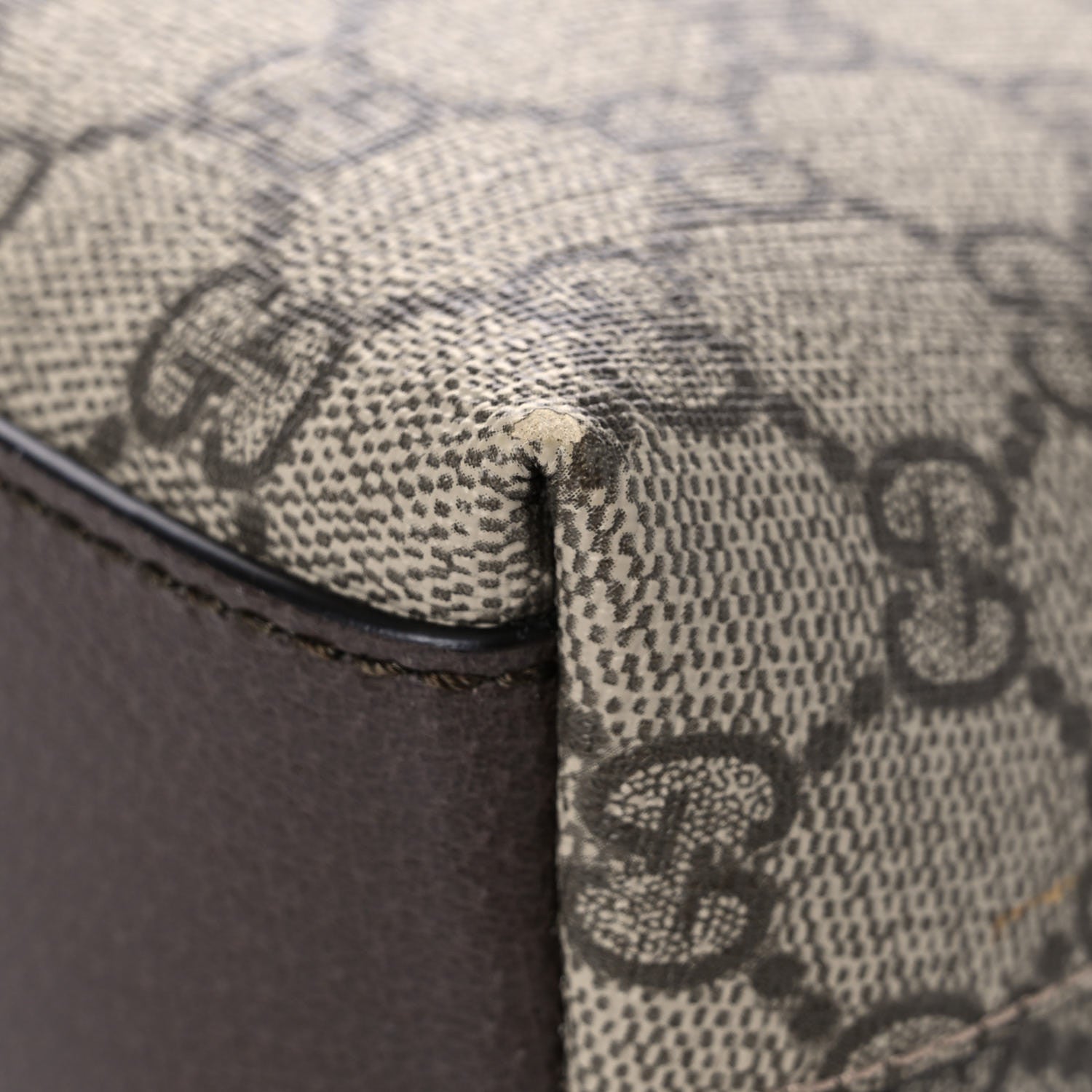 Gucci GG Supreme Monogram Textured Dollar Calfskin Web Small Ophidia Dome Shoulder Bag Beige Ebony New Acero 7 of 15